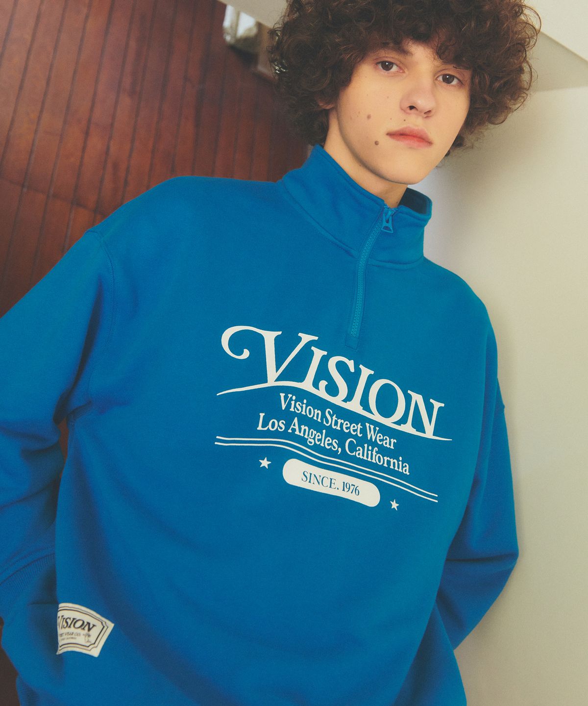 비전스트릿웨어(VISION STREETWEAR) VSW Wording Half Zip Up Turkish Blue