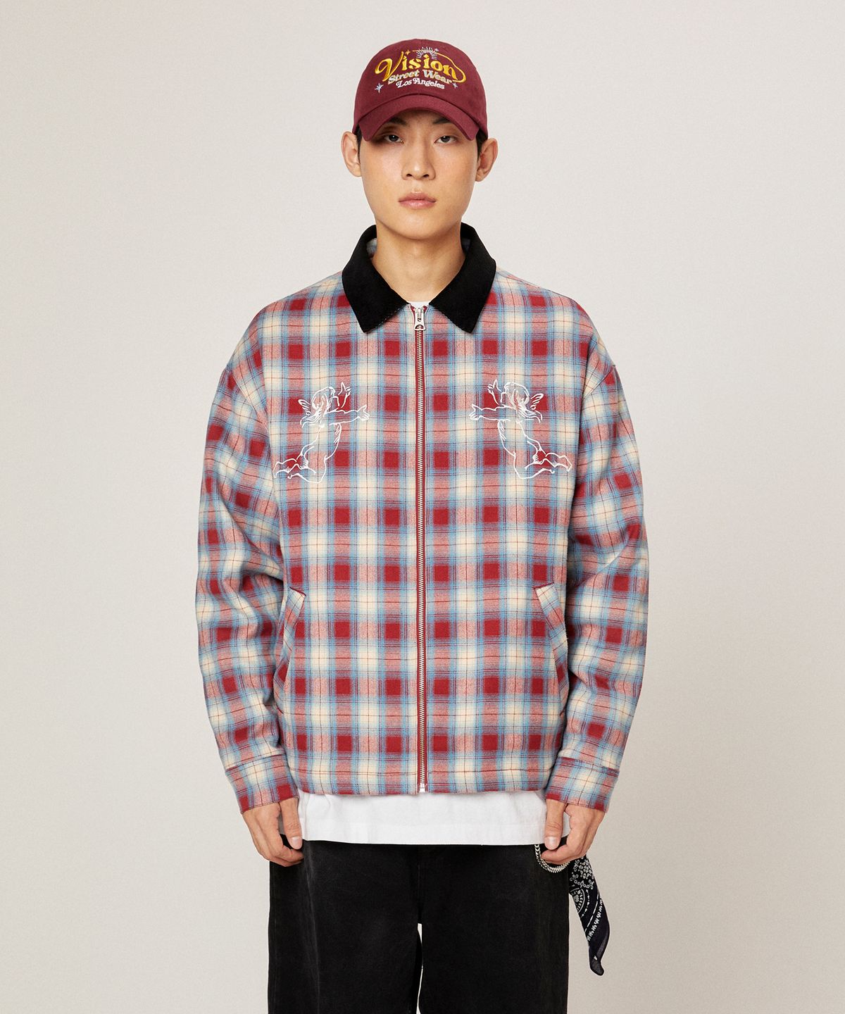 비전스트릿웨어(VISION STREETWEAR) VSW Angel Check Jacket Red