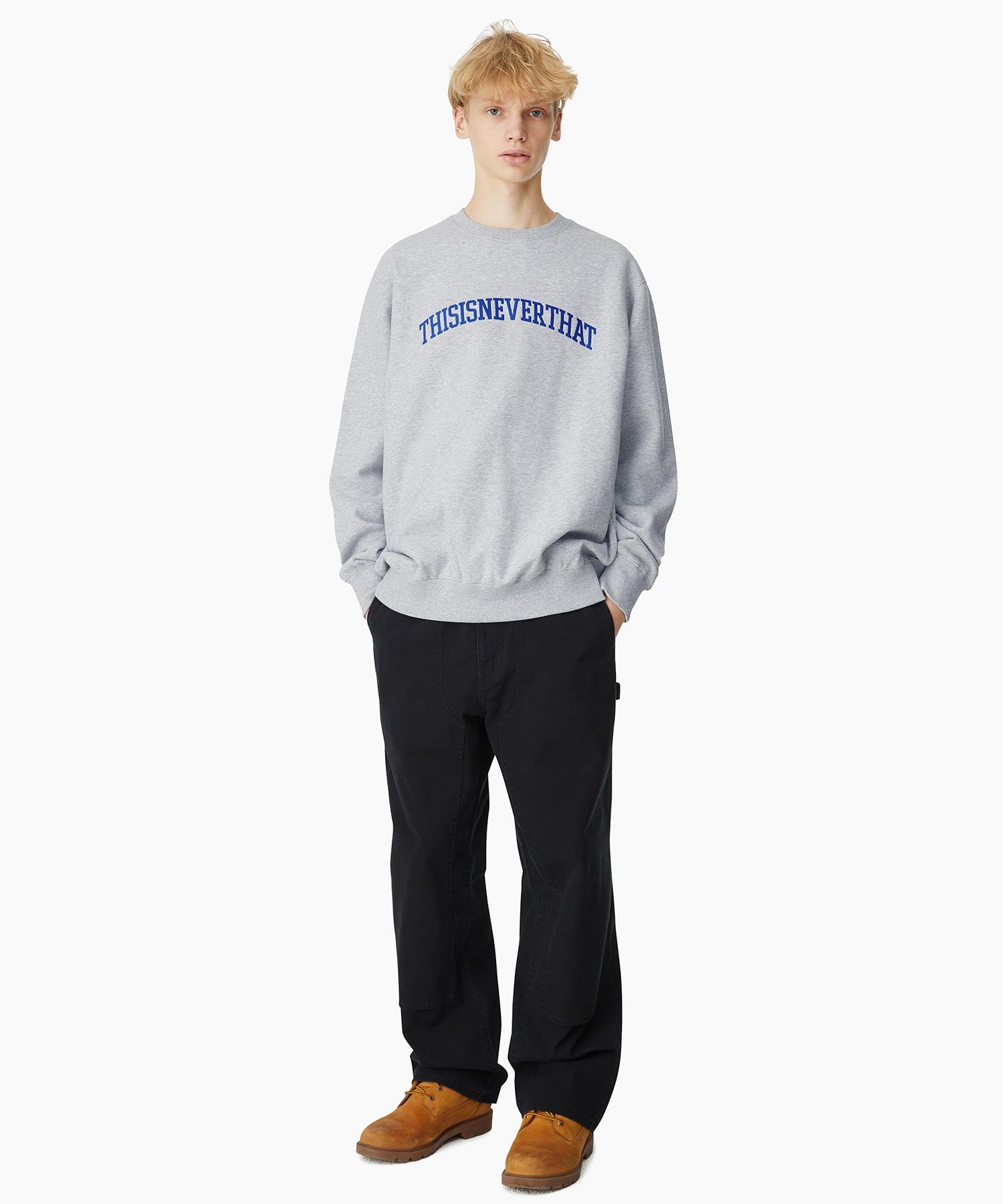 【THISISNEVERTHAT】アーチロゴ クルーネック ヘザーグレー MUSINSA公式 | thisisneverthat® (FW23) Arch-Logo Crewneck