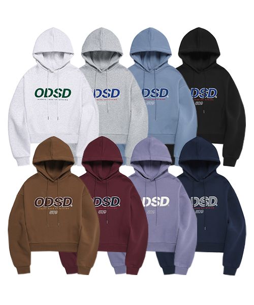 MUSINSA | ODDSTUDIO ODSD logo appliqué cropped hoodie - 8COLOR