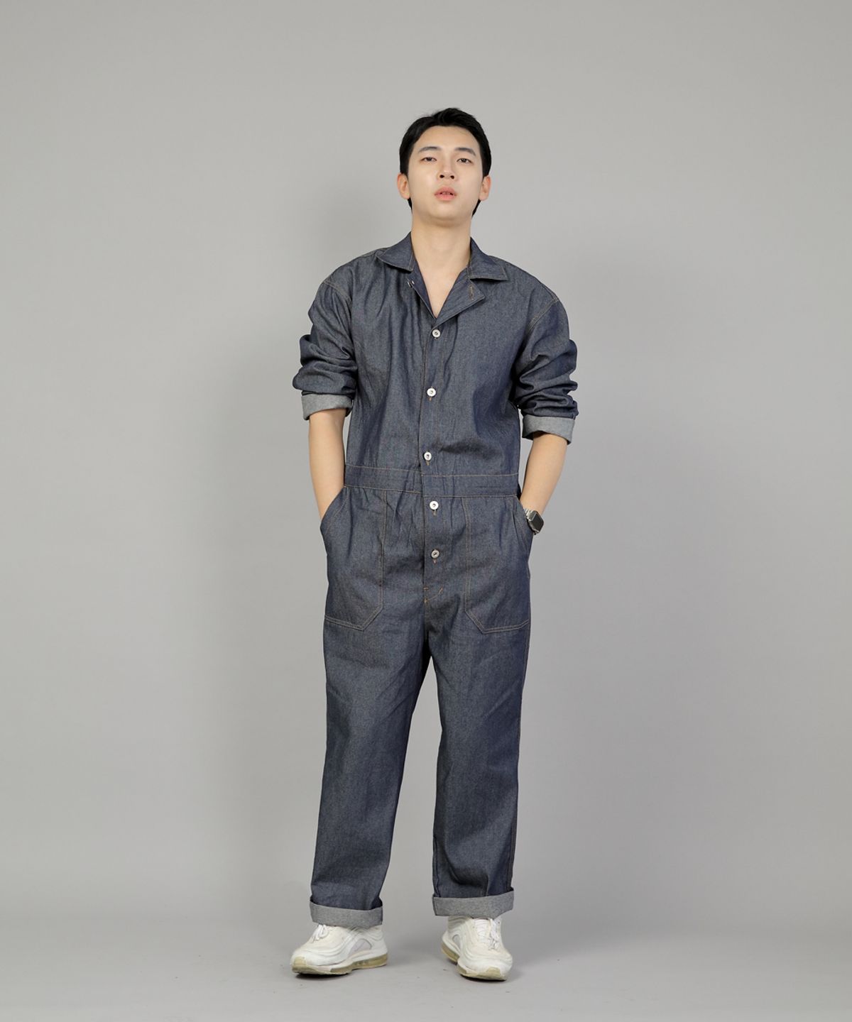 세인트크루(SAINTCREW) 오버라운드 퍼티그 점프슈트 OF-501 데님 라이트인디고