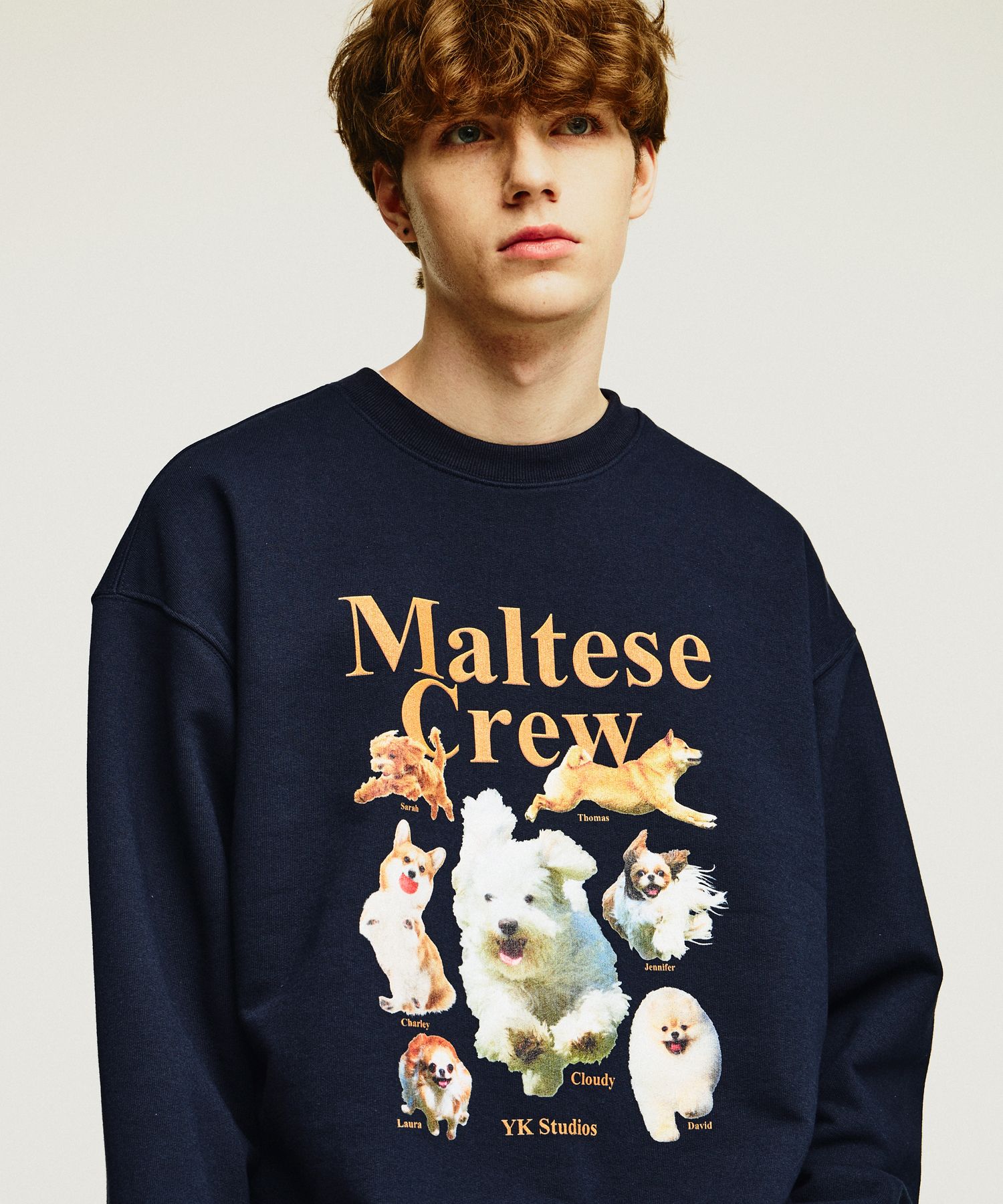 MUSINSA | WAI KEI Maltese Crew Sweatshirt Navy