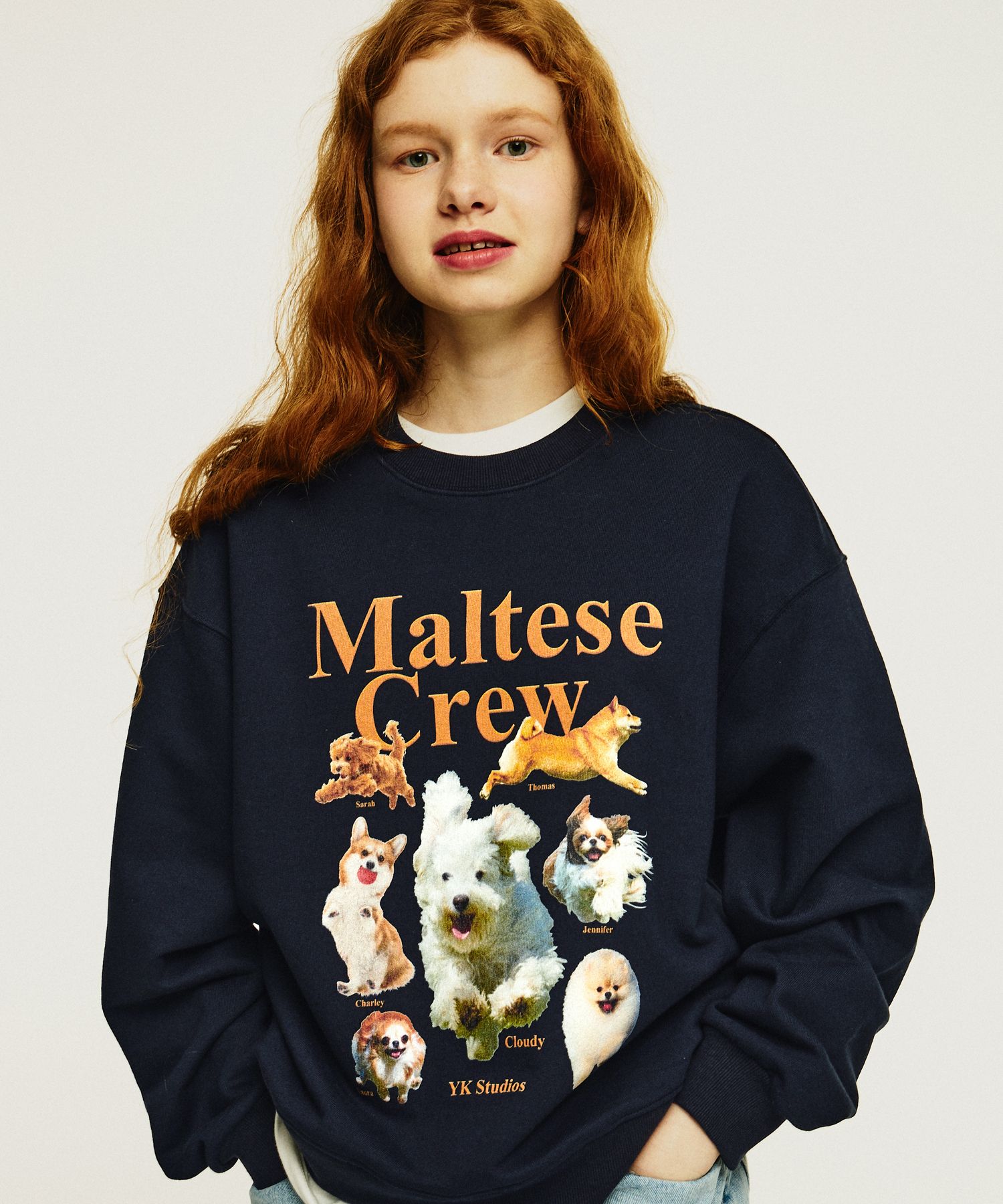 WAI KEI Maltese closeup ZIP sweatshirts 追加料金 MUSINSA | WAI KEI Maltese Crew Sweatshirt Navy