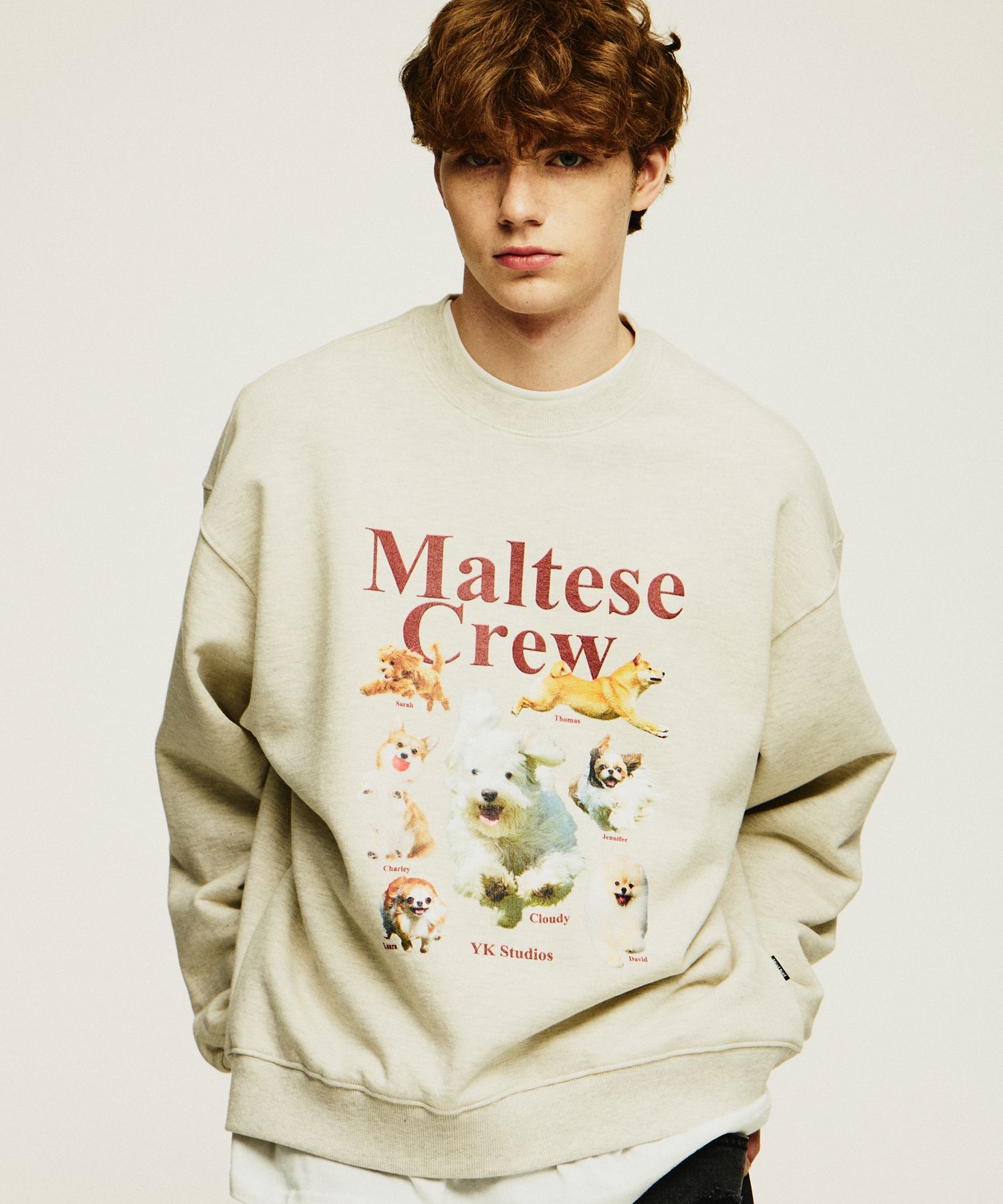 MUSINSA公式 | WAI KEI Maltese Crew Sweatshirt Oatmeal