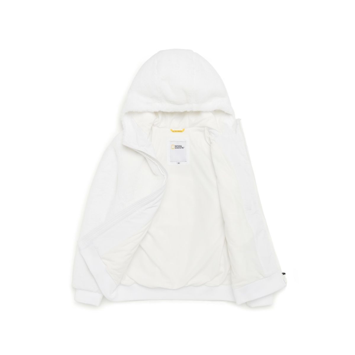 내셔널지오그래픽 키즈(NATIONAL GEOGRAPHIC KIDS) K224UFJ920 키즈 페이크퍼 후드 풀집업 WHITE