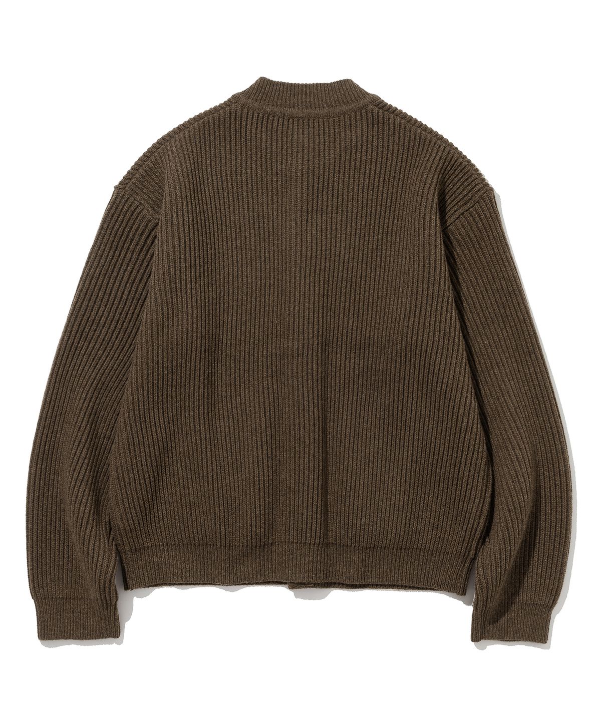 니티드(KNITTED) 와플 헤비 라운드 가디건 BROWN