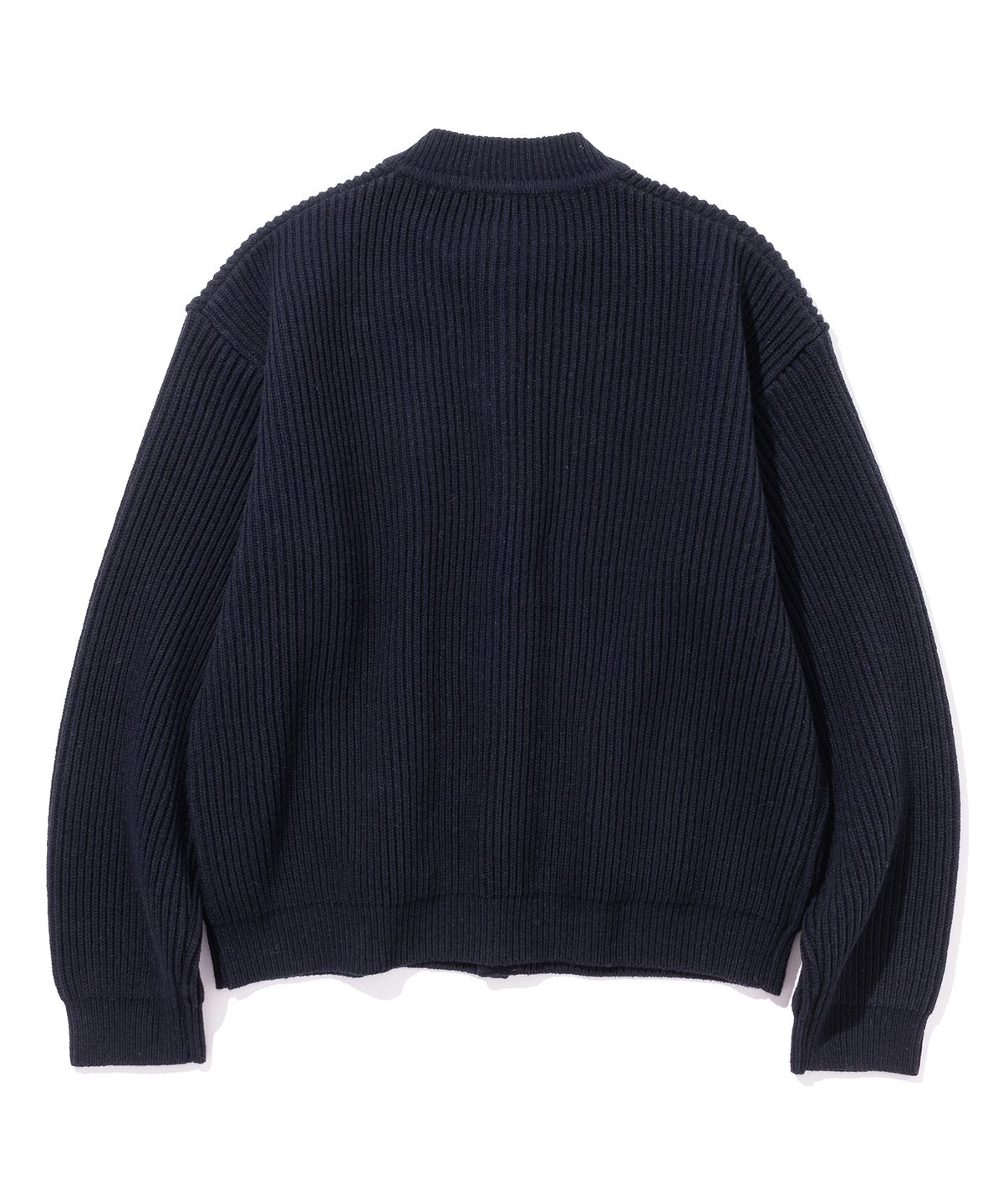 니티드(KNITTED) 와플 헤비 라운드 가디건 NAVY