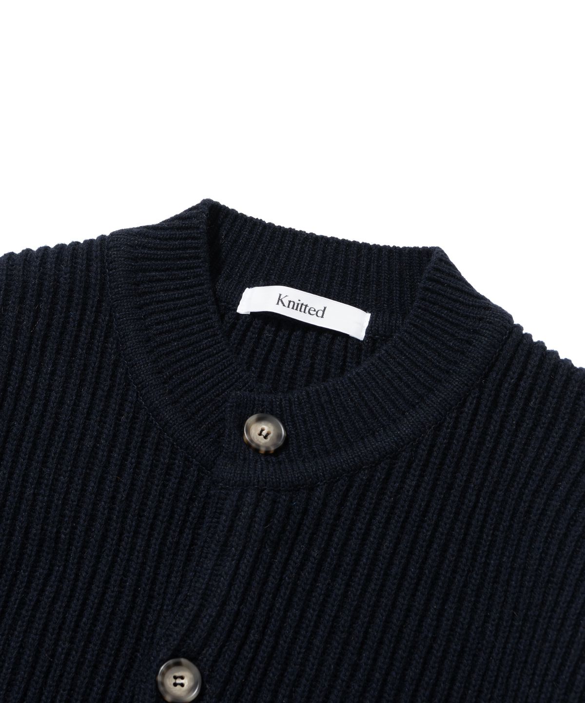 니티드(KNITTED) 와플 헤비 라운드 가디건 NAVY