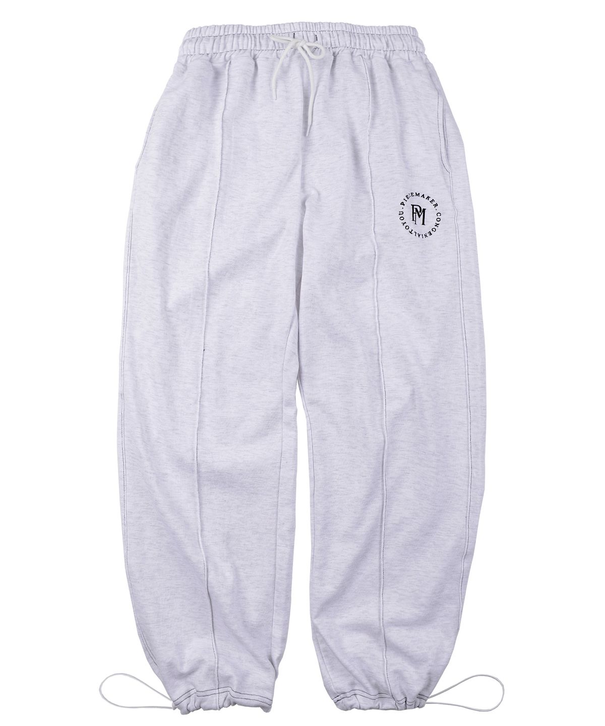 피스메이커(PIECE MAKER) STITCH CIRCLE LOGO SWEAT PANTS (WHITE MELANGE)