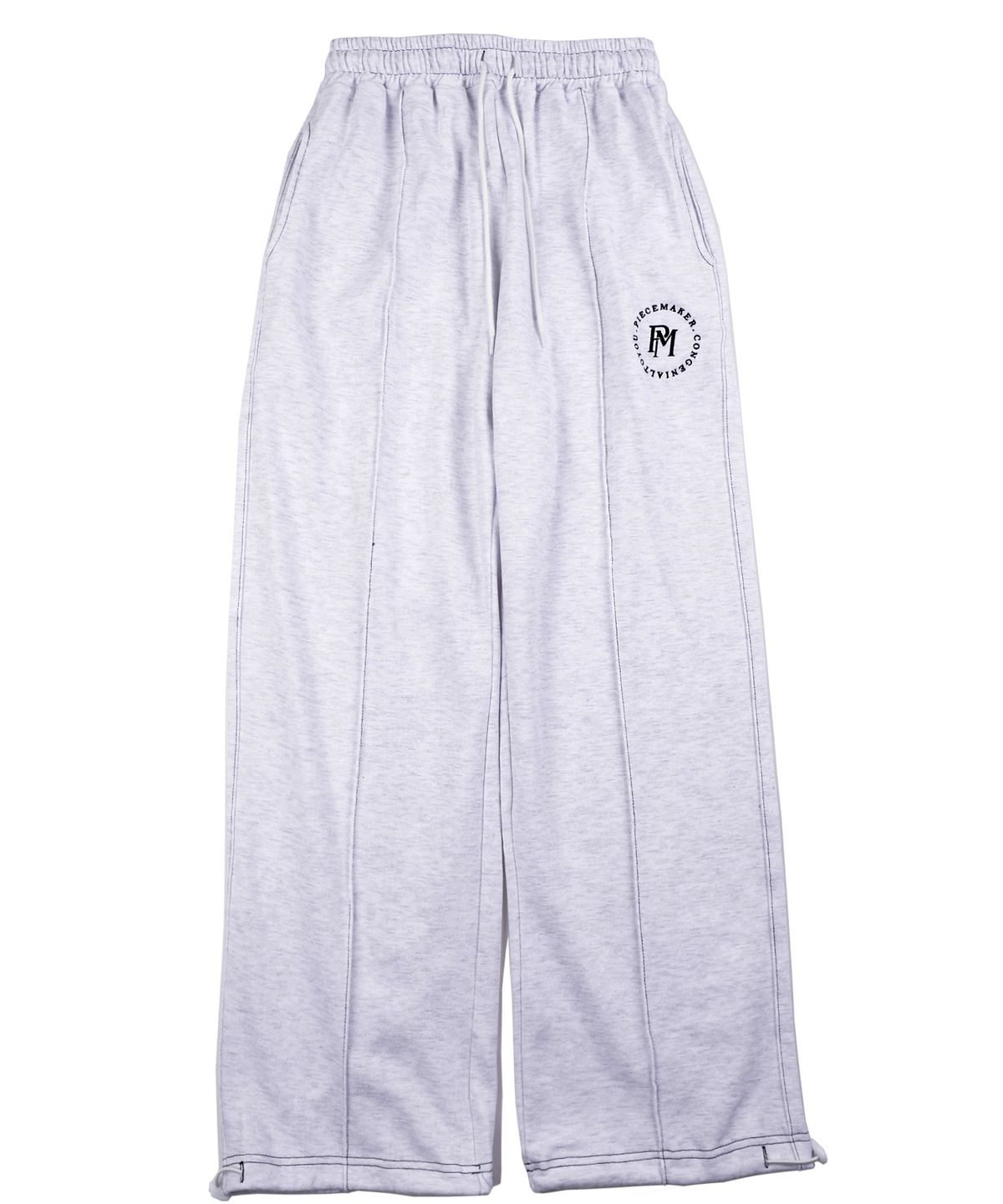 피스메이커(PIECE MAKER) STITCH CIRCLE LOGO SWEAT PANTS (WHITE MELANGE)