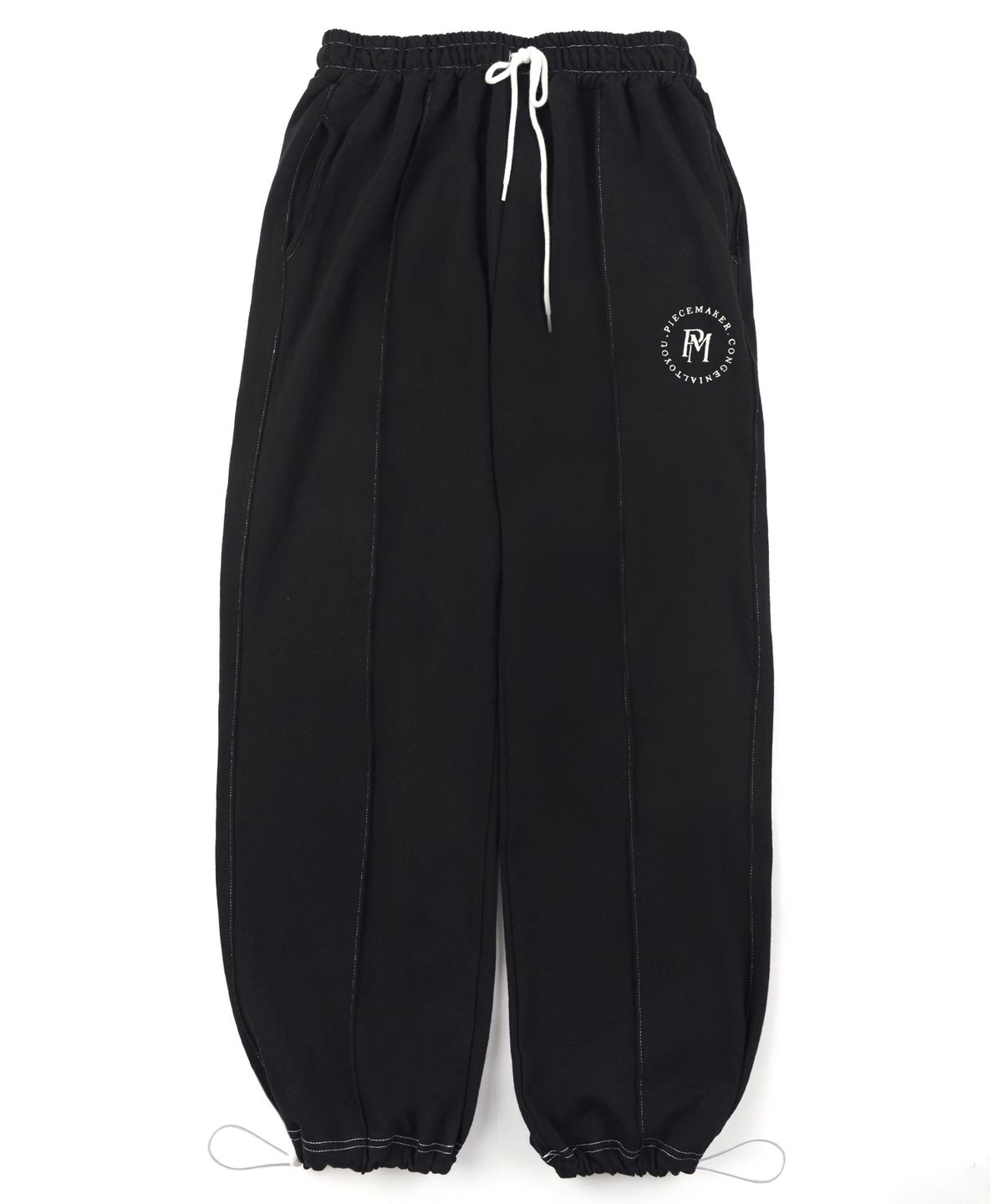 피스메이커(PIECE MAKER) STITCH CIRCLE LOGO SWEAT PANTS (BLACK)