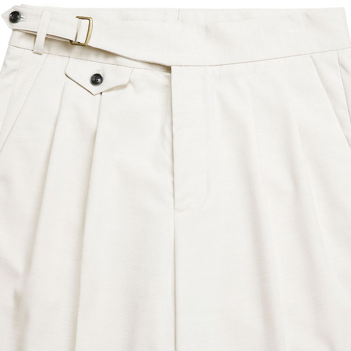 솔티(SORTIE) Two Pleats Side Trousers (Ivory)