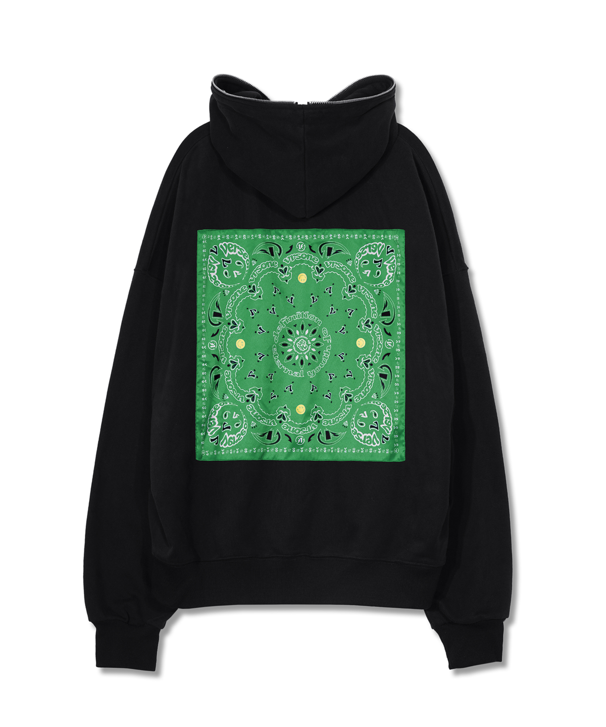 벌스원(VERSE ONE) PAISLEY LOGO BANDANA FULL ZIP HOODIE BLACK/GREEN