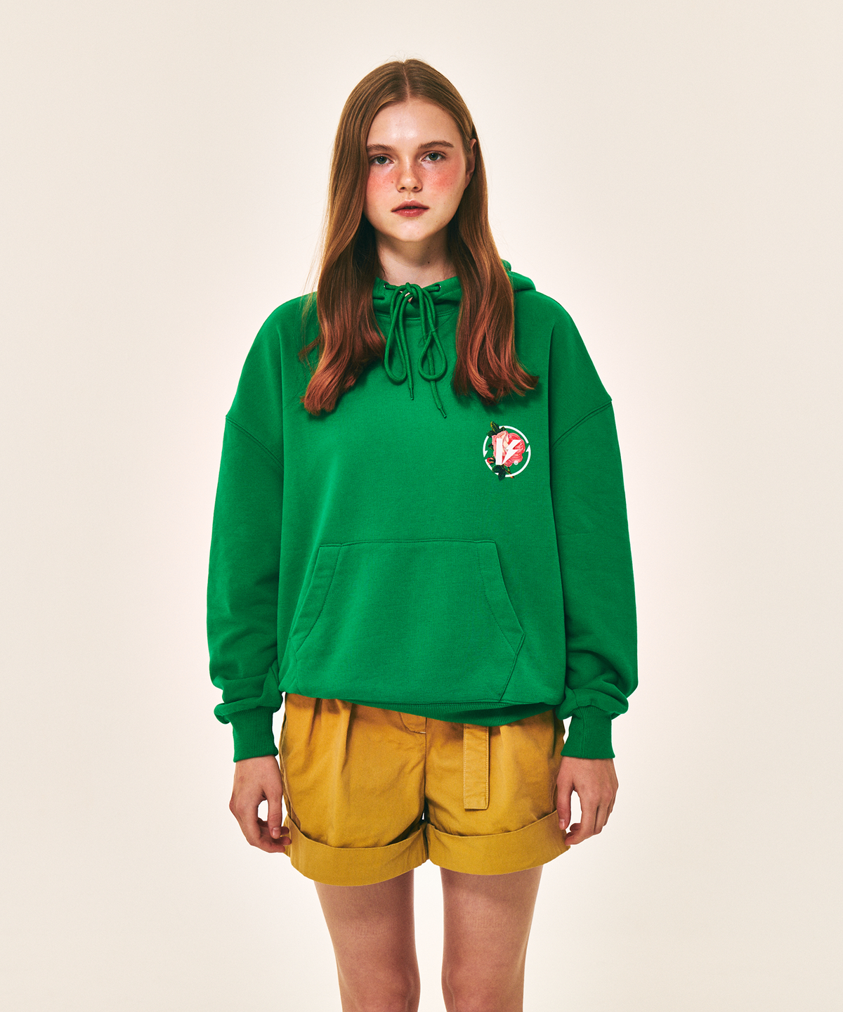 벌스원(VERSE ONE) FLOWER SYMBOL LOGO PULLOVER HOODIE GREEN