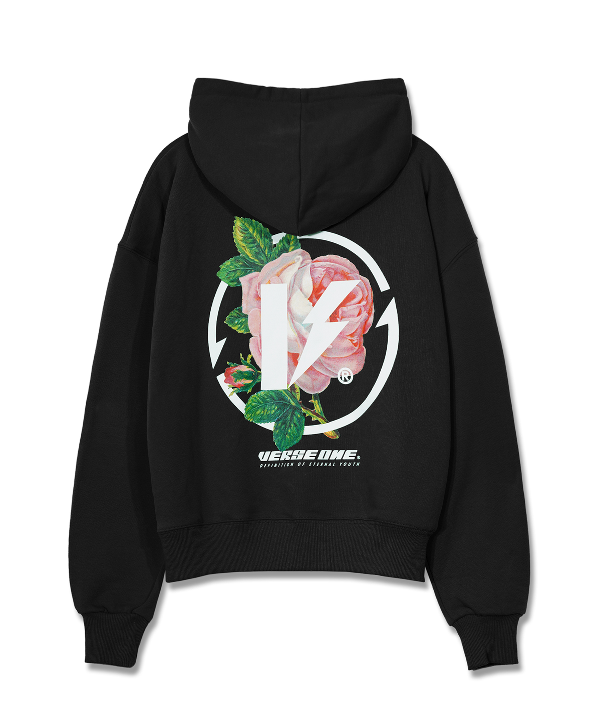 벌스원(VERSE ONE) FLOWER SYMBOL LOGO PULLOVER HOODIE BLACK