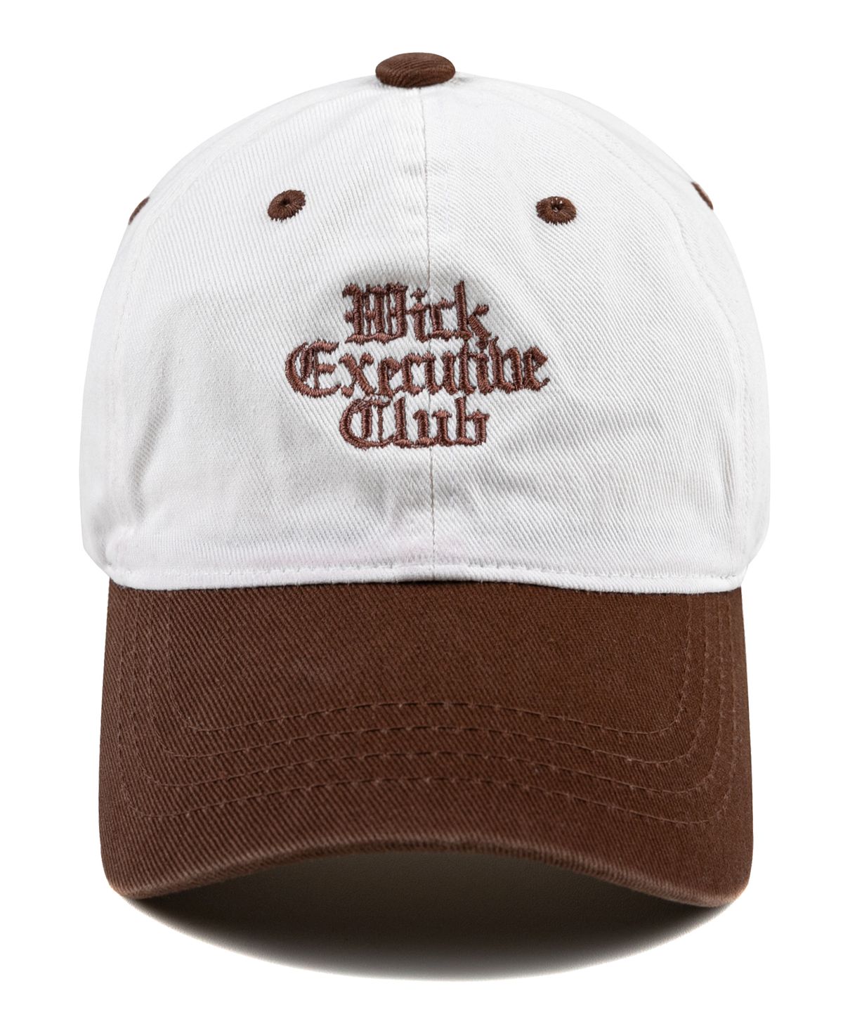 윅(WICK) 배색 EXECUTIVE CLUB 워싱 볼캡-브라운