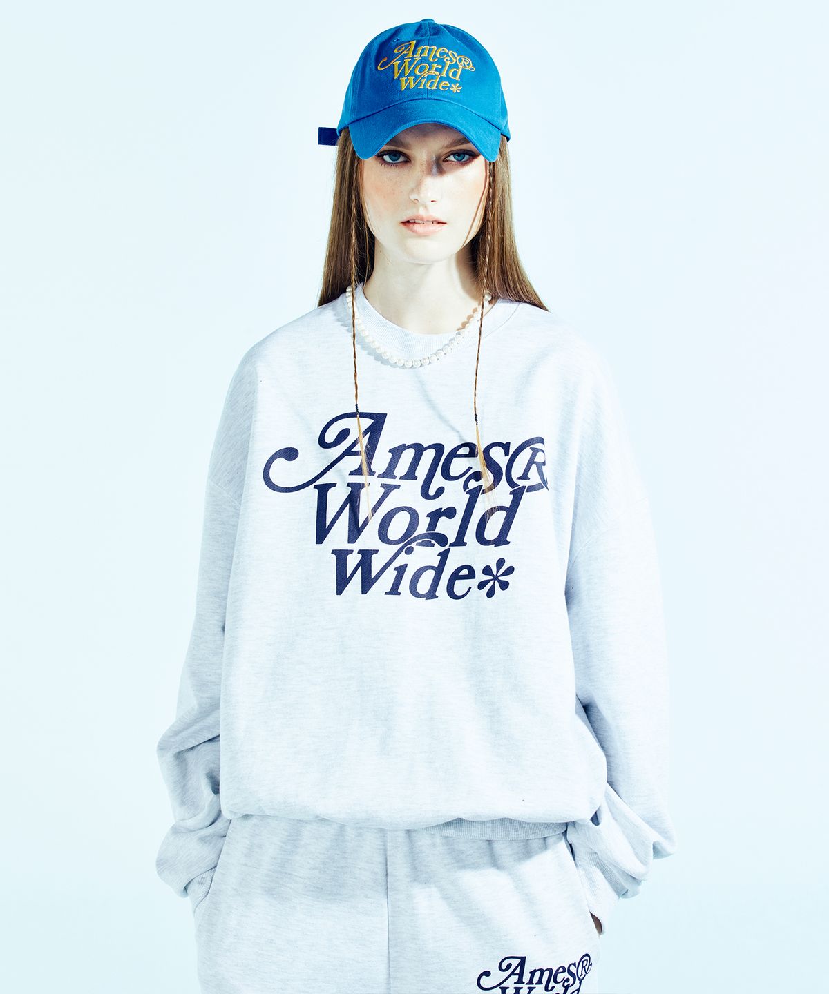 아메스 월드와이드(AMES-WORLDWIDE) SIGNATURE LOGO SWEATSHIRT LIGHT GREY (AM2CFUM440A)