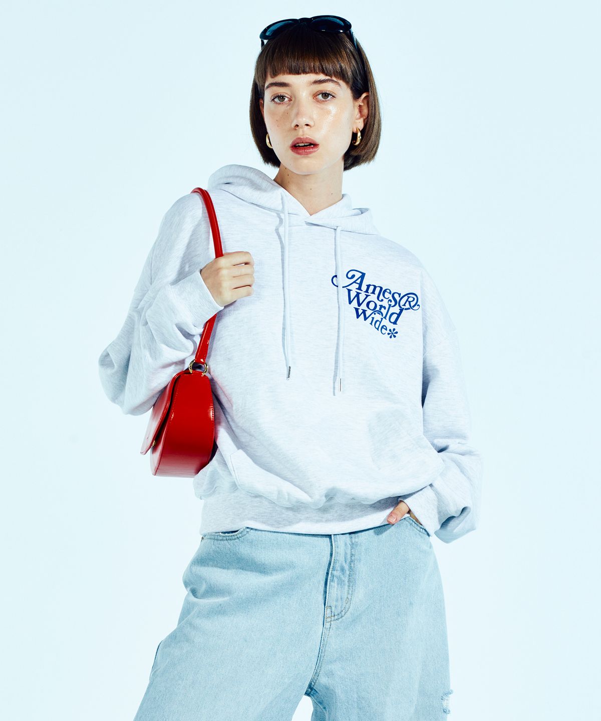 아메스 월드와이드(AMES-WORLDWIDE) SIGNATURE LOGO HOODIE LIGHT GREY (AM2CFUM401A)