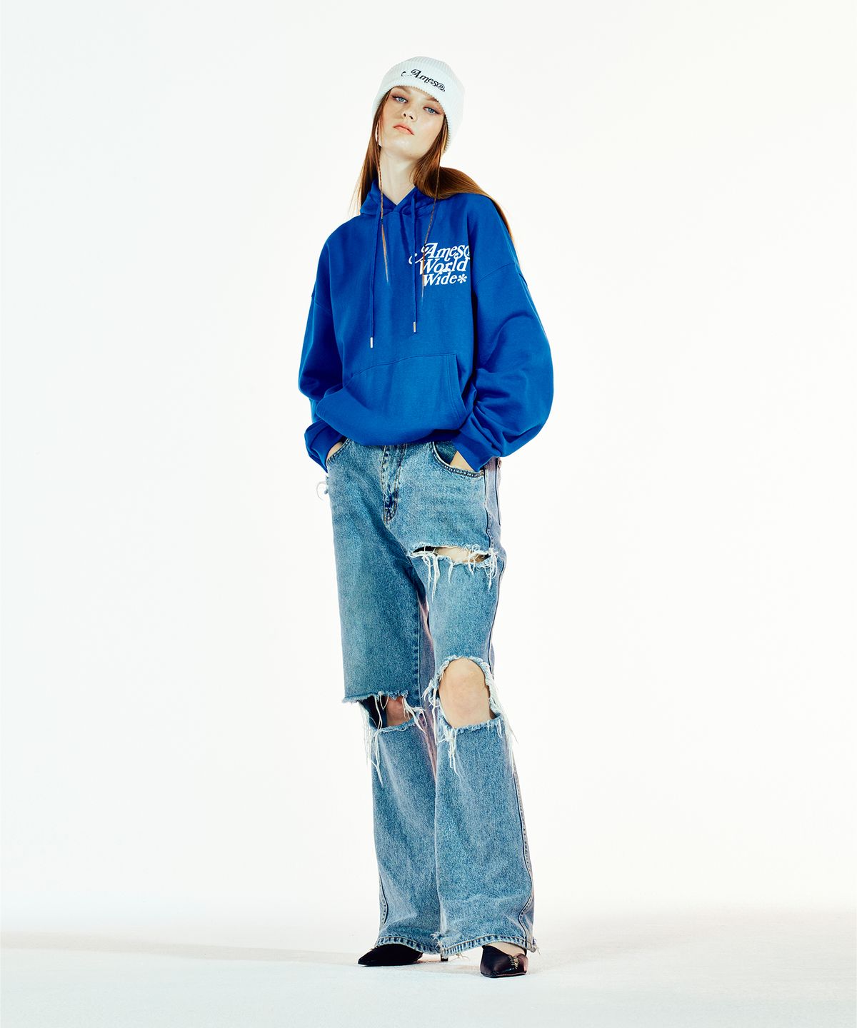 아메스 월드와이드(AMES-WORLDWIDE) SIGNATURE LOGO HOODIE BLUE (AM2CFUM401A)