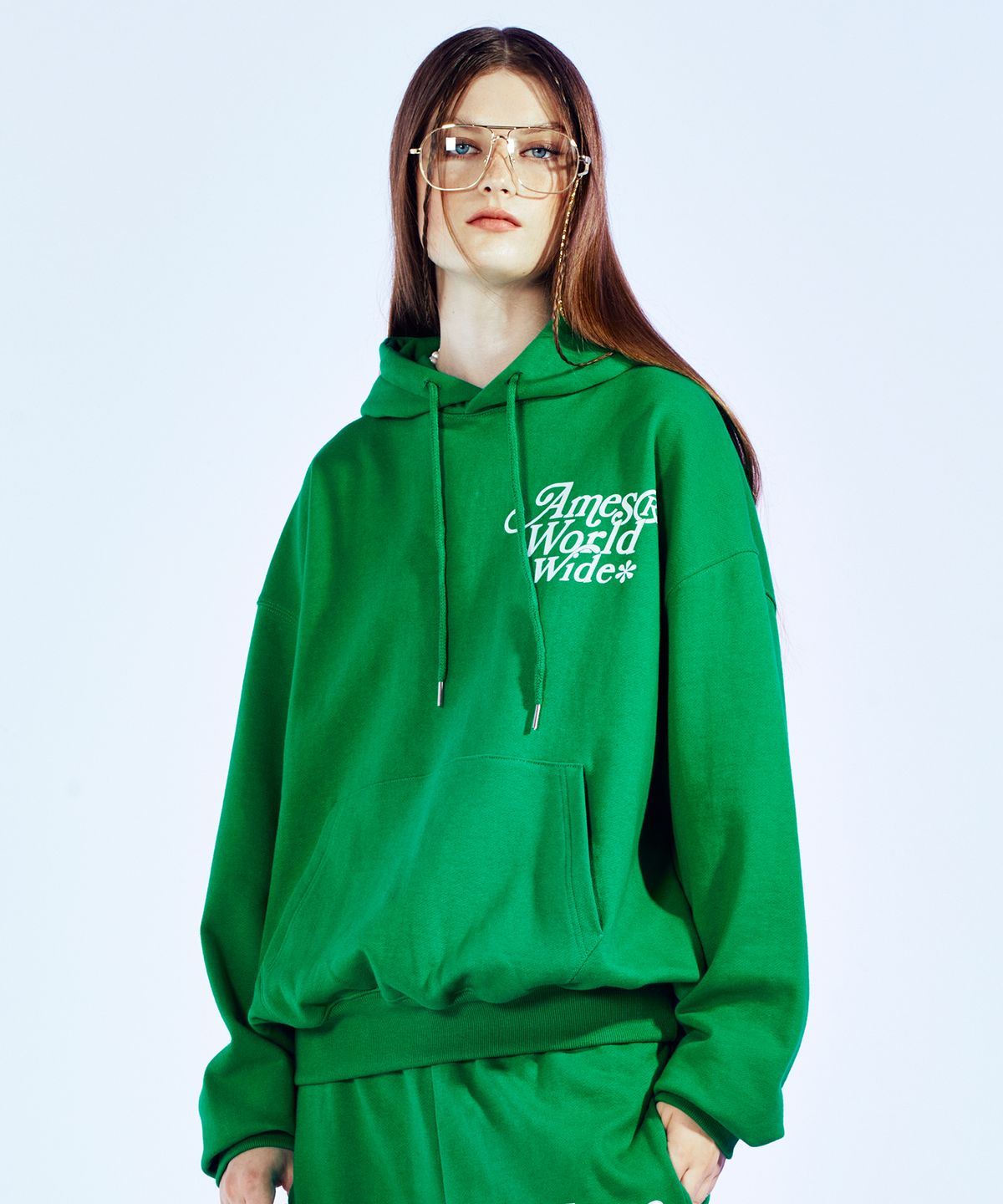 아메스 월드와이드(AMES-WORLDWIDE) SIGNATURE LOGO HOODIE GREEN (AM2CFUM401A)