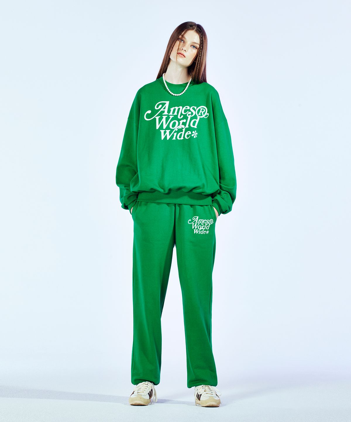 아메스 월드와이드(AMES-WORLDWIDE) SIGNATURE LOGO SWEATPANTS GREEN  (AM2CFUPA00A)