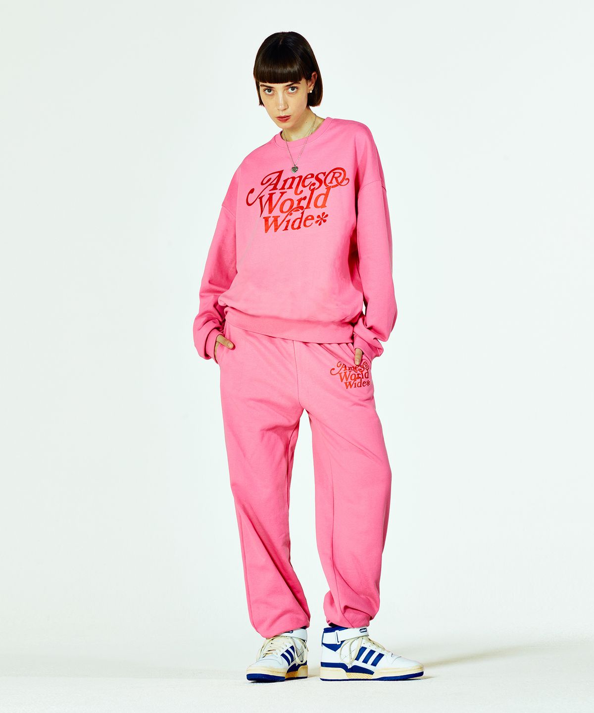 아메스 월드와이드(AMES-WORLDWIDE) SIGNATURE LOGO SWEATPANTS PINK  (AM2CFUPA00A)