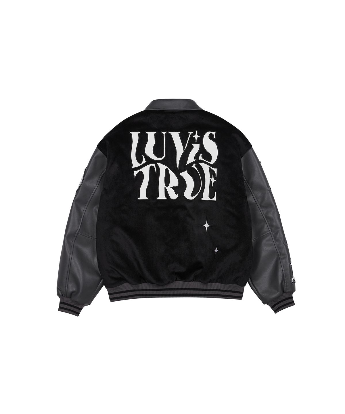 러브이즈트루(LUVISTRUE) MZ LVT VARSITY JACKET(CHARCOAL)
