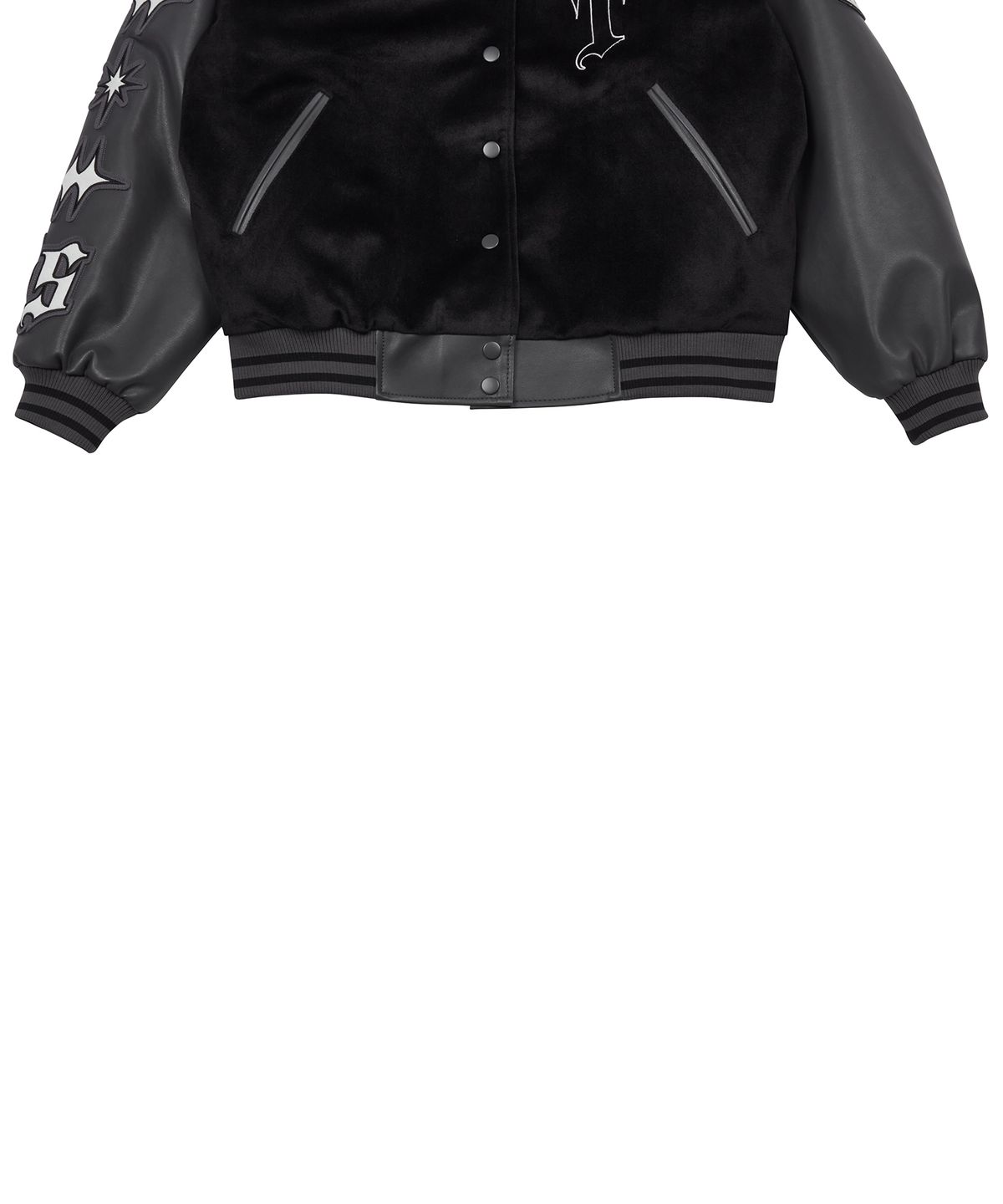 러브이즈트루(LUVISTRUE) MZ LVT VARSITY JACKET(CHARCOAL)