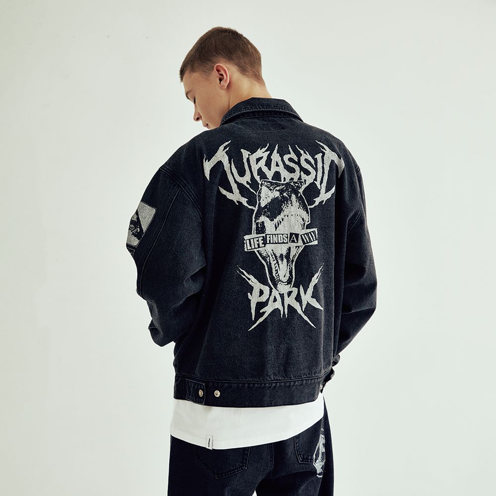 MUSINSA | MAHAGRID JURASSIC PARK DENIM JACKET BLACK(MG2CFMD130D)