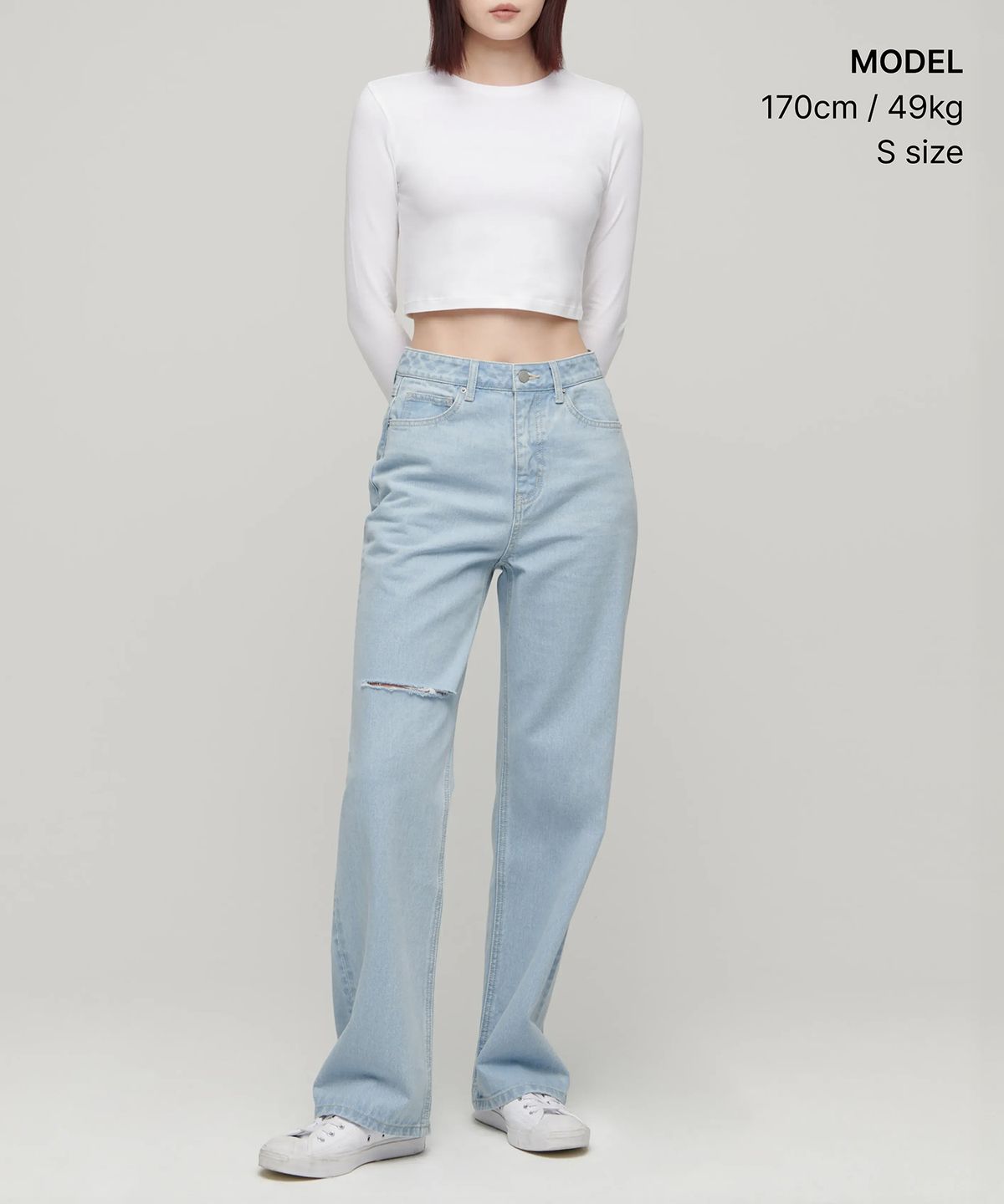 무신사 스탠다드 우먼(MUSINSA STANDARD WOMAN) 우먼즈 슬래쉬 루즈 스트레이트 데님 팬츠 [페일 블루]