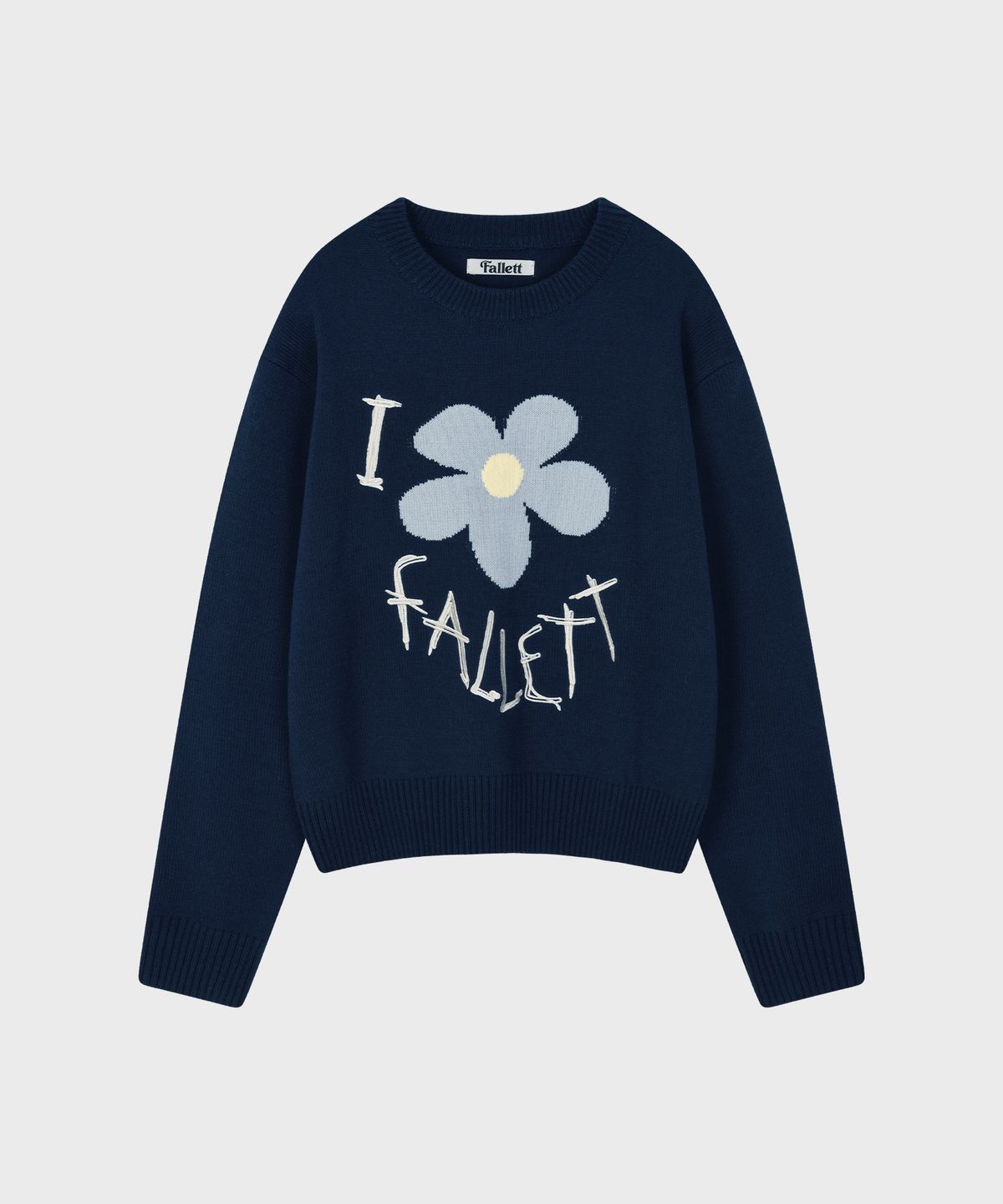 팔렛(FALLETT) 드로잉 플라워 니트 네이비