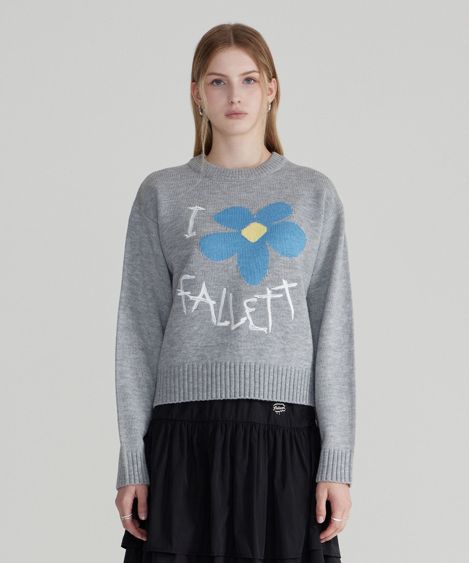 MUSINSA | FALLETT Drawing Flower Knit ivory