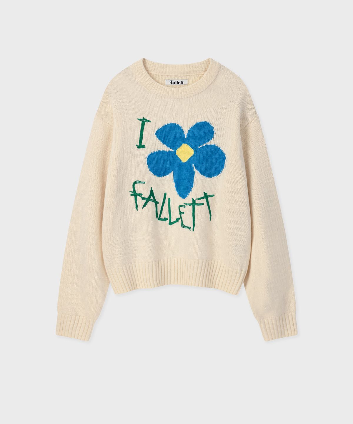 팔렛(FALLETT) 드로잉 플라워 니트 아이보리