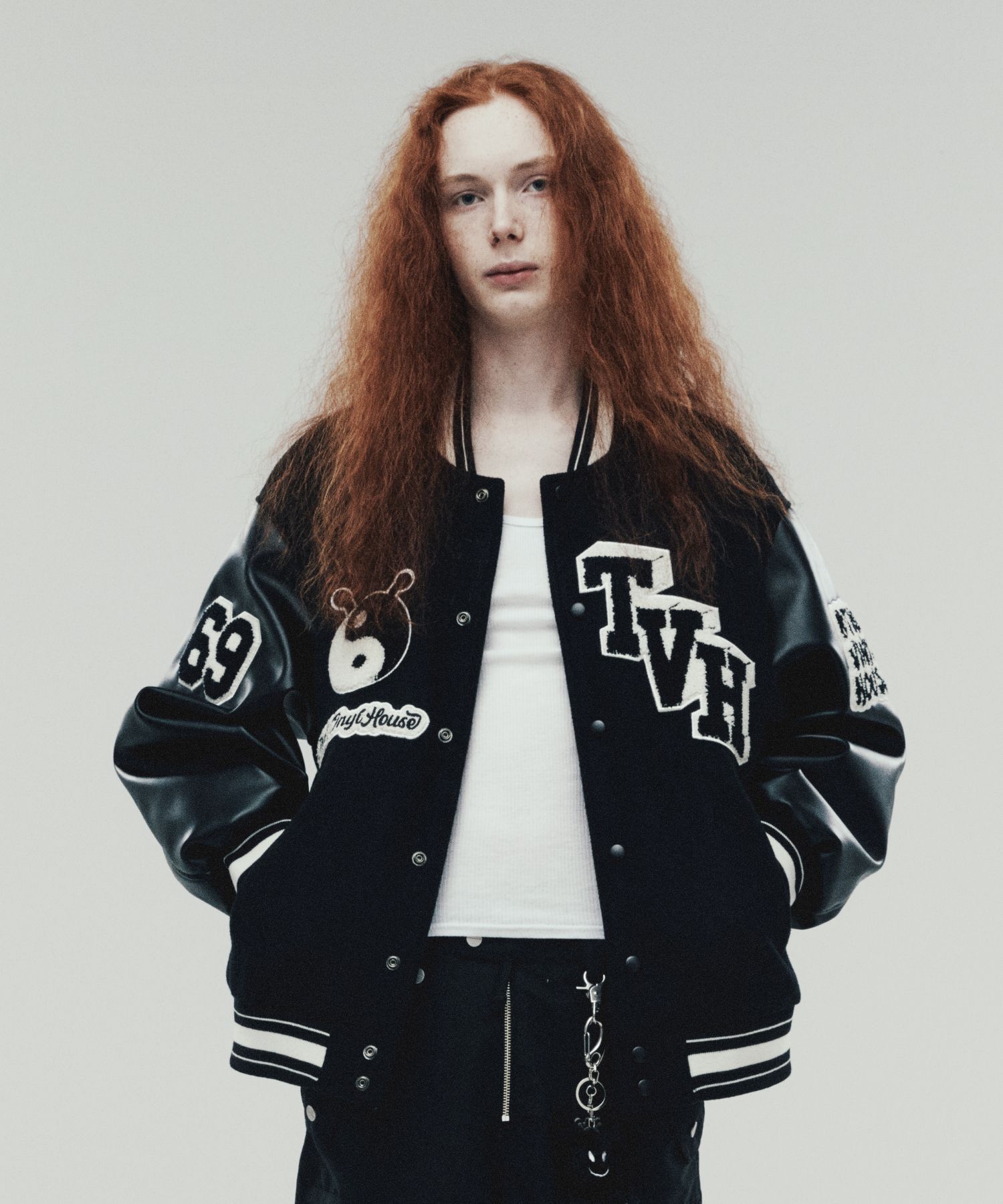 ほぼ新品 BIG B VARSITY JACKET BLACK スカジャン S MUSINSA公式 | THEVINYLHOUSE YIN YANG VARSITY JACKET BLACK