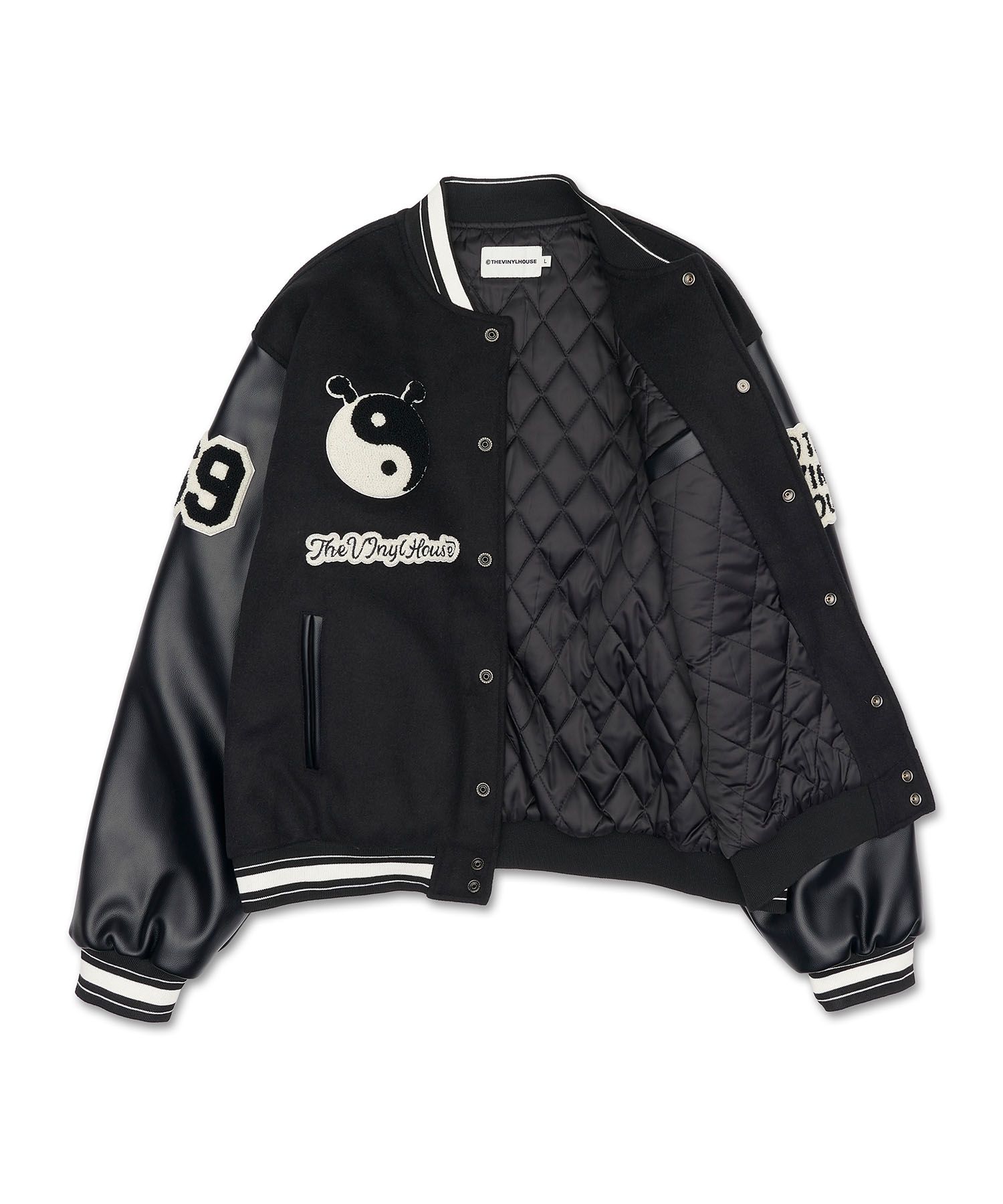 MUSINSA公式 | THEVINYLHOUSE YIN YANG VARSITY JACKET BLACK