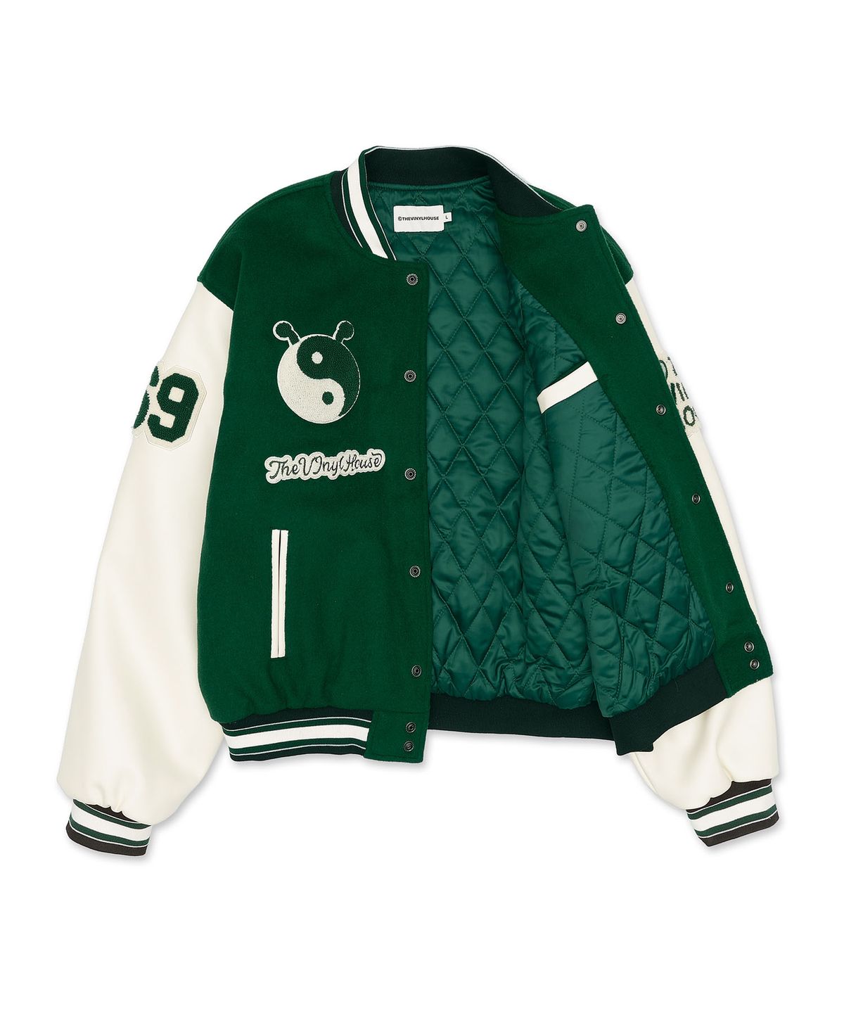 더바이닐하우스(THEVINYLHOUSE) YIN YANG VARSITY JACKET GREEN (VH2DWUB902A)
