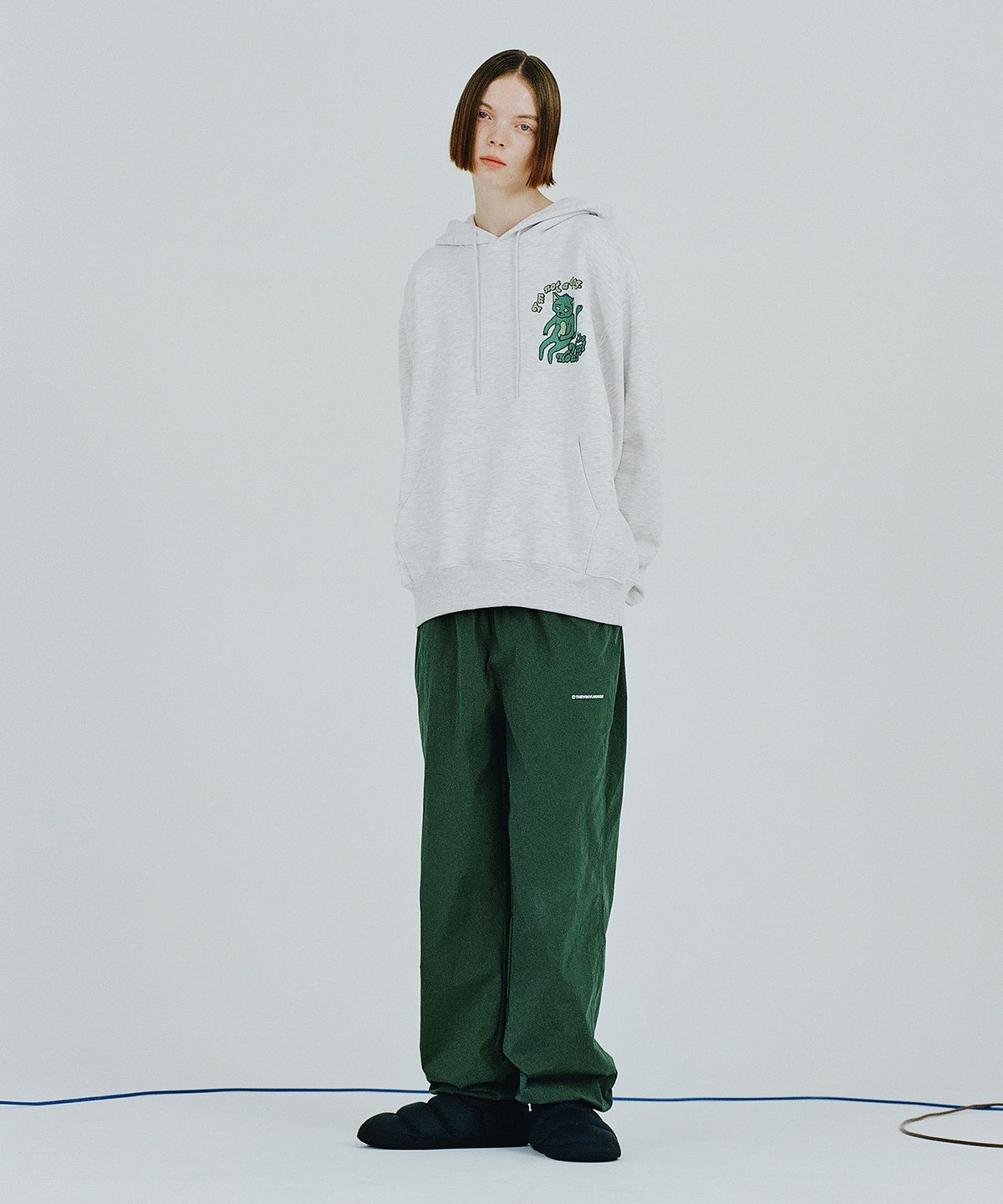 더바이닐하우스(THEVINYLHOUSE) CAT HOODIE LIGHT GREY