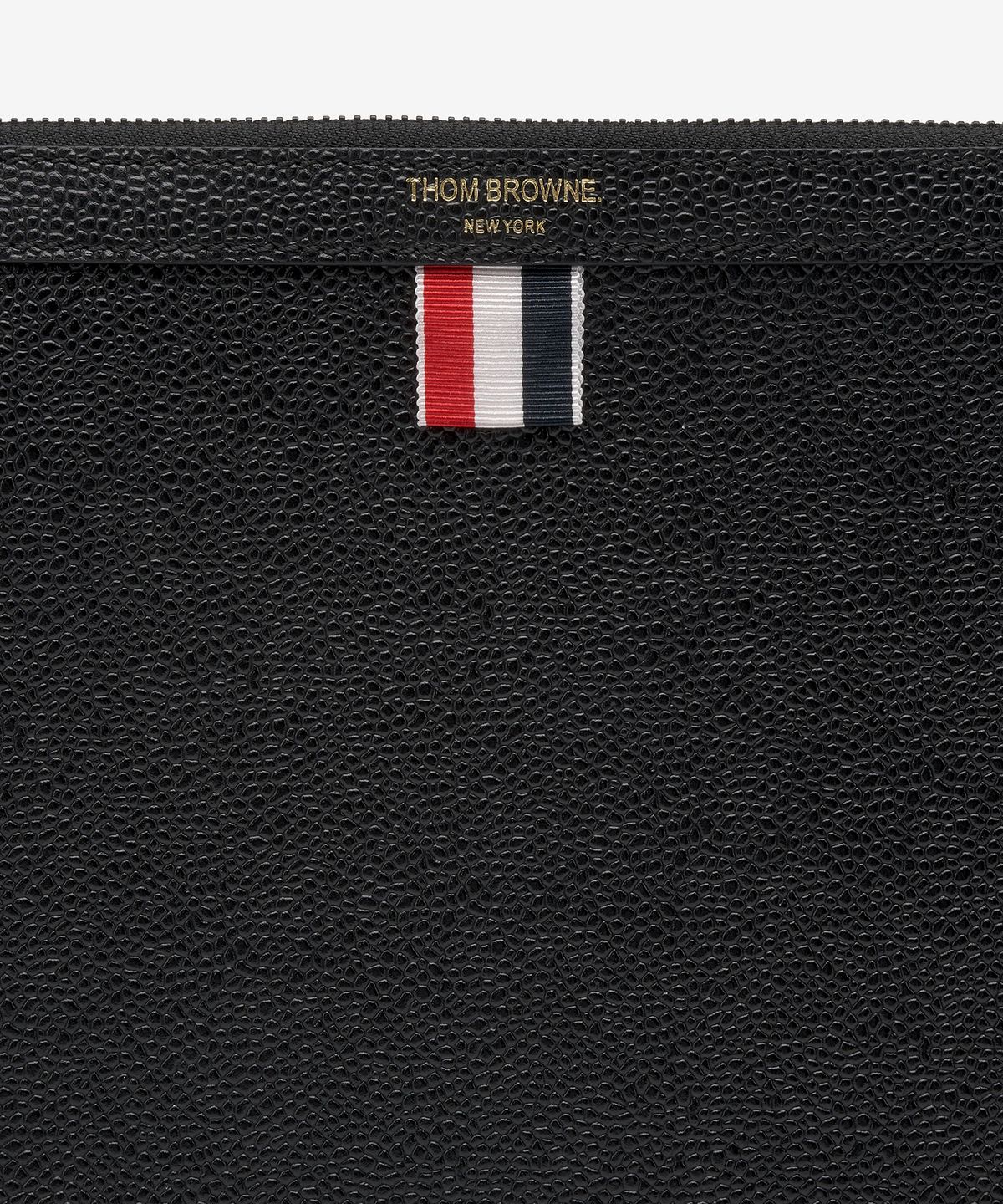 톰 브라운(THOM BROWNE) 남성 스몰 4바 브라스 라벨 도큐먼트 홀더 클러치 - 블랙 / MAC124A00198001