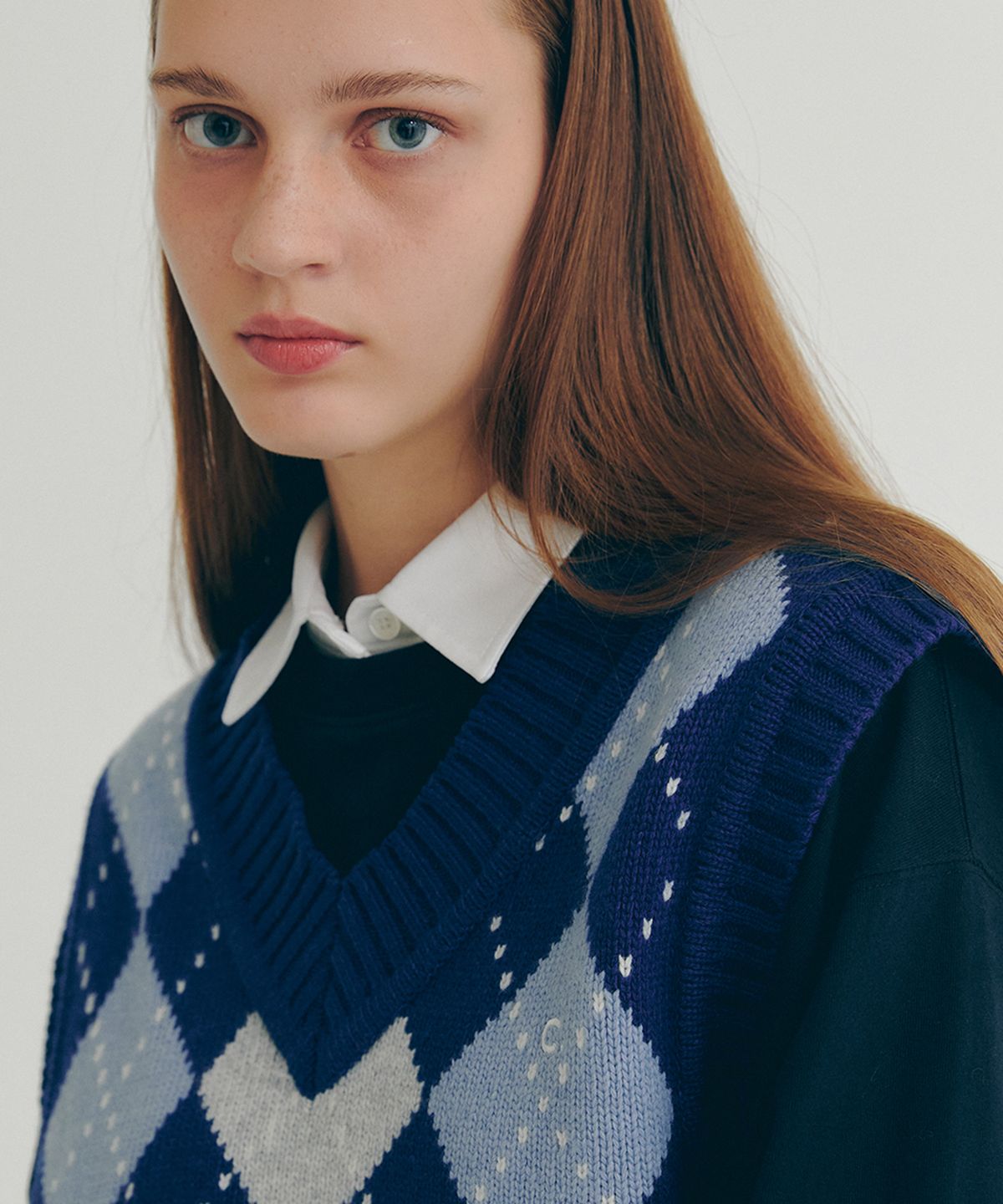 클로브(CLOVE) [22FW clove] Argyle Wool Vest (Blue)