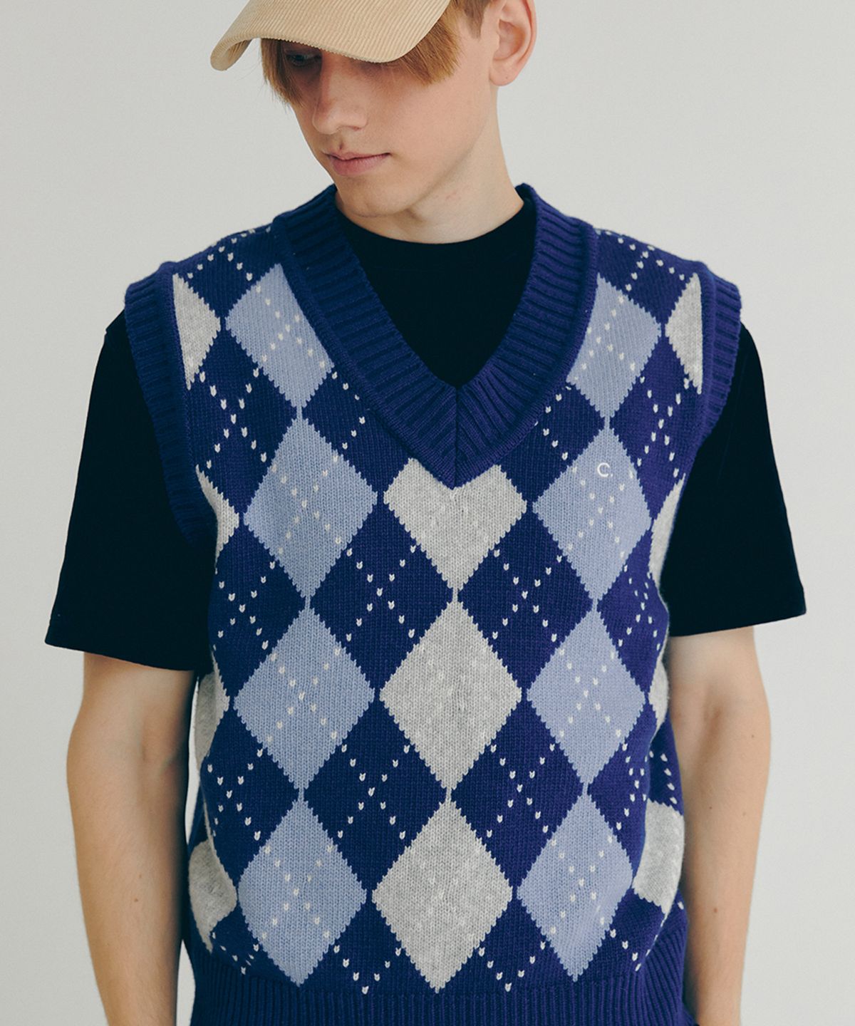 클로브(CLOVE) [22FW clove] Argyle Wool Vest (Blue)