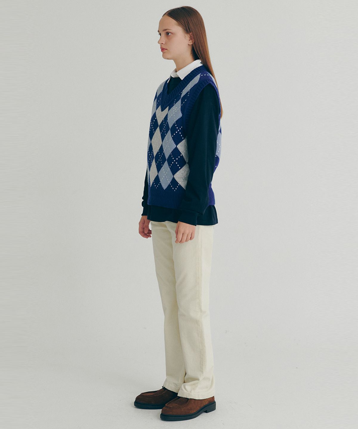 클로브(CLOVE) [22FW clove] Argyle Wool Vest (Blue)