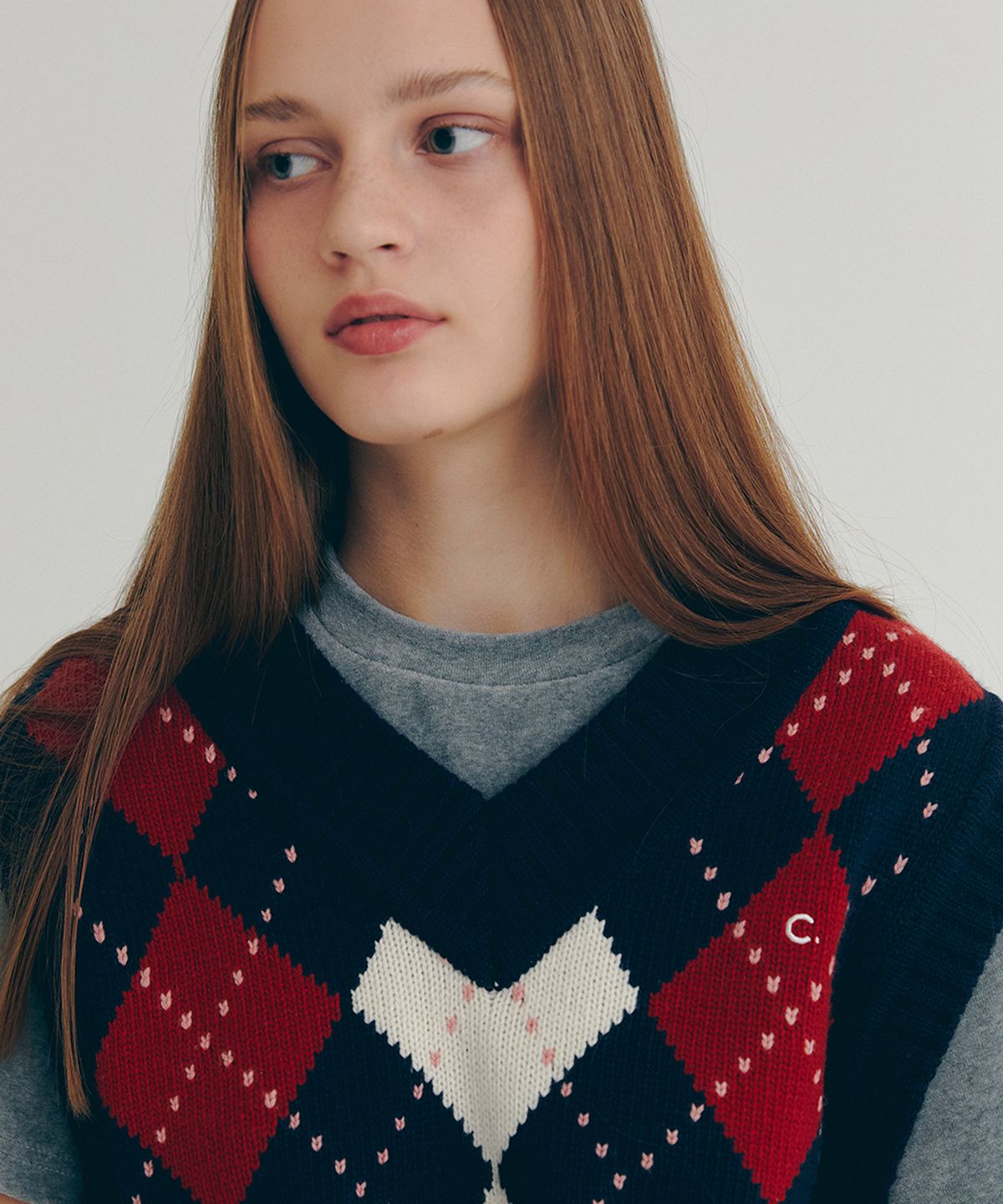 클로브(CLOVE) [22FW clove] Argyle Wool Vest (Navy)