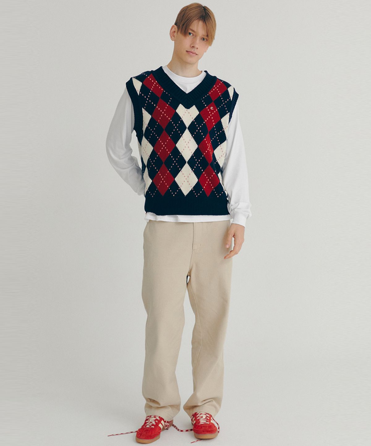 클로브(CLOVE) [22FW clove] Argyle Wool Vest (Navy)