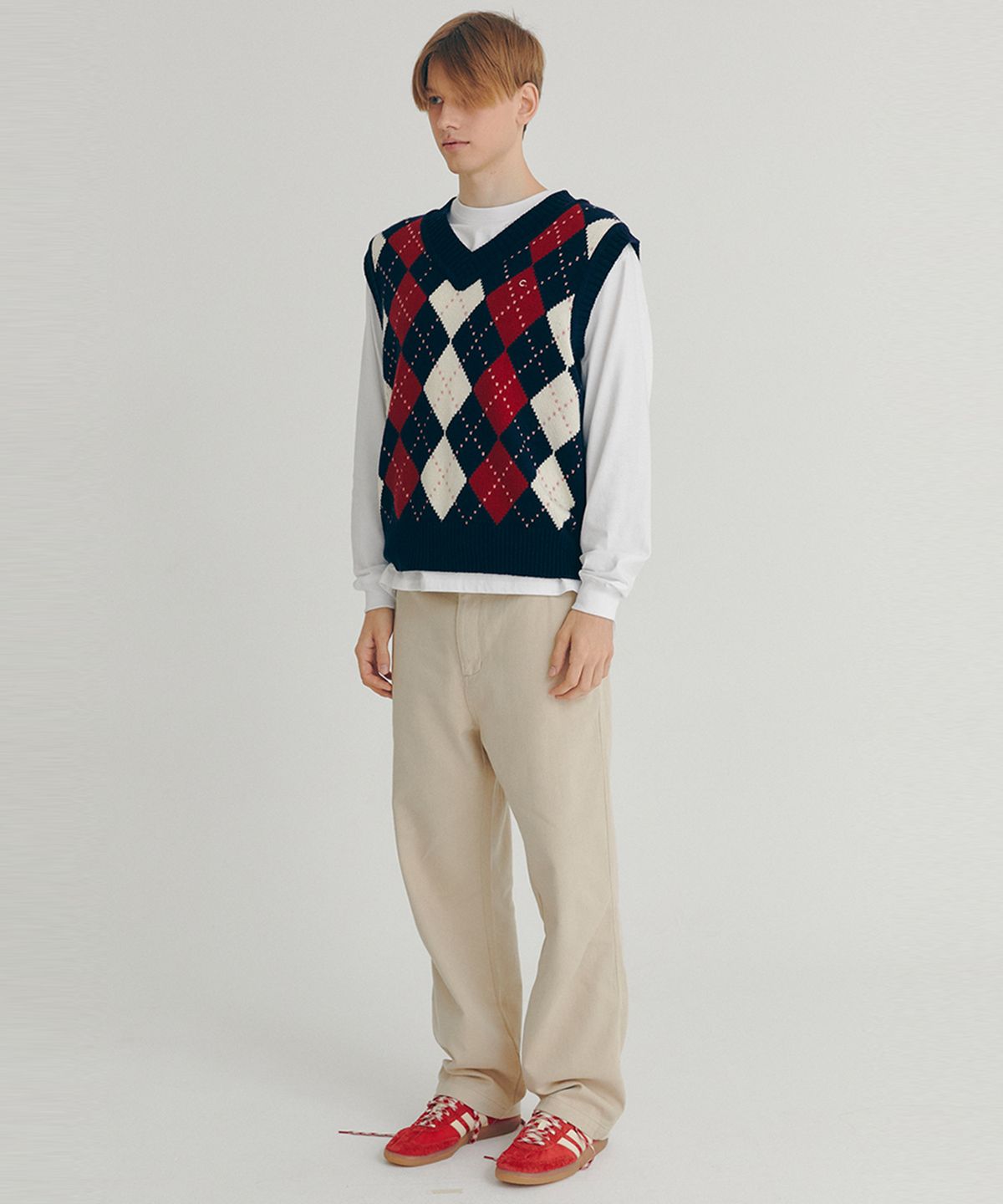 클로브(CLOVE) [22FW clove] Argyle Wool Vest (Navy)
