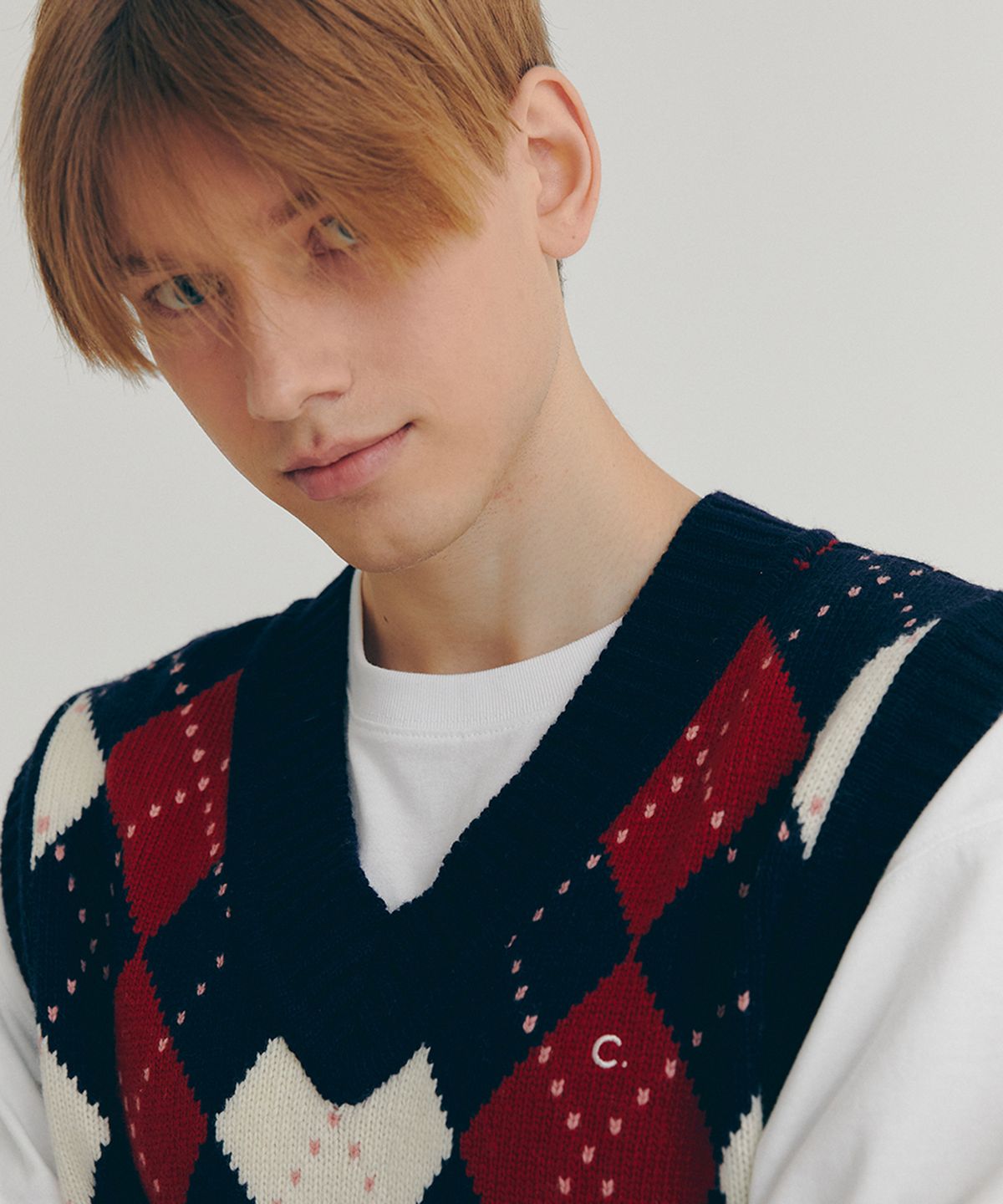 클로브(CLOVE) [22FW clove] Argyle Wool Vest (Navy)