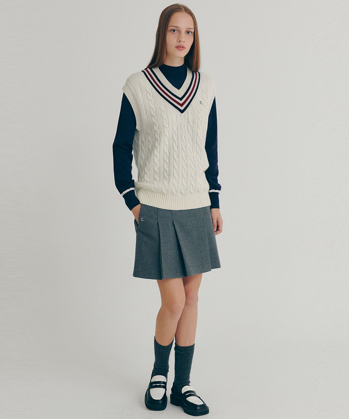 클로브(CLOVE) [22FW clove] Contrast Wool Vest (Ivory)