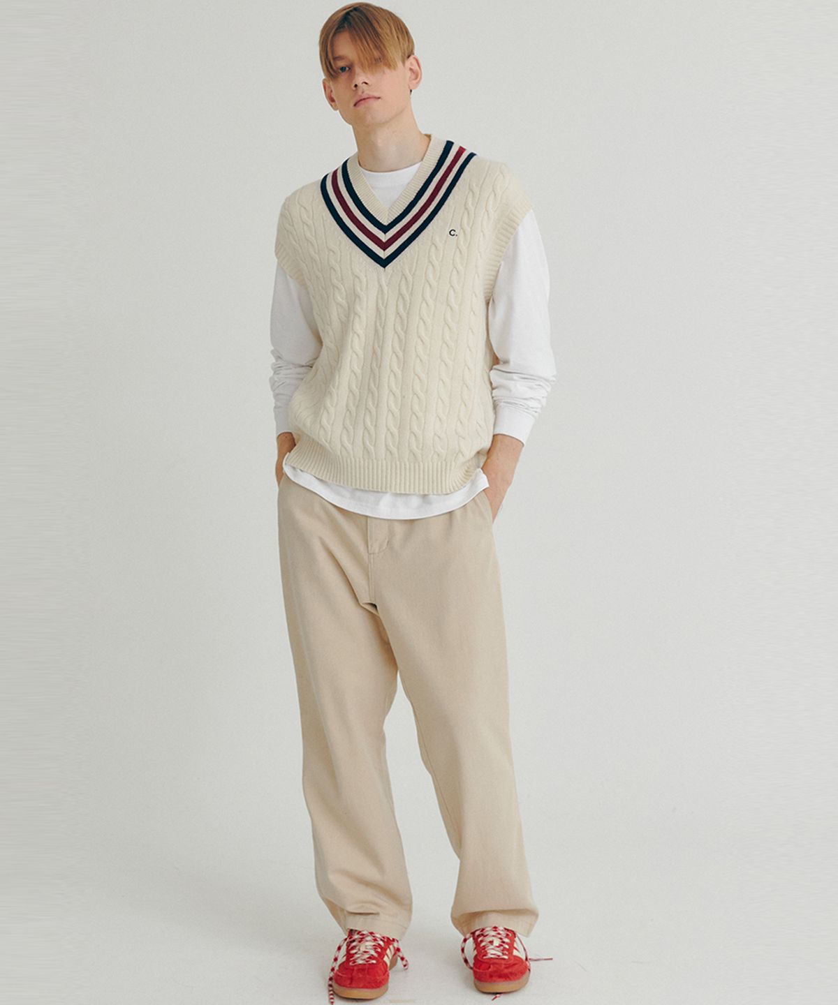 클로브(CLOVE) [22FW clove] Contrast Wool Vest (Ivory)