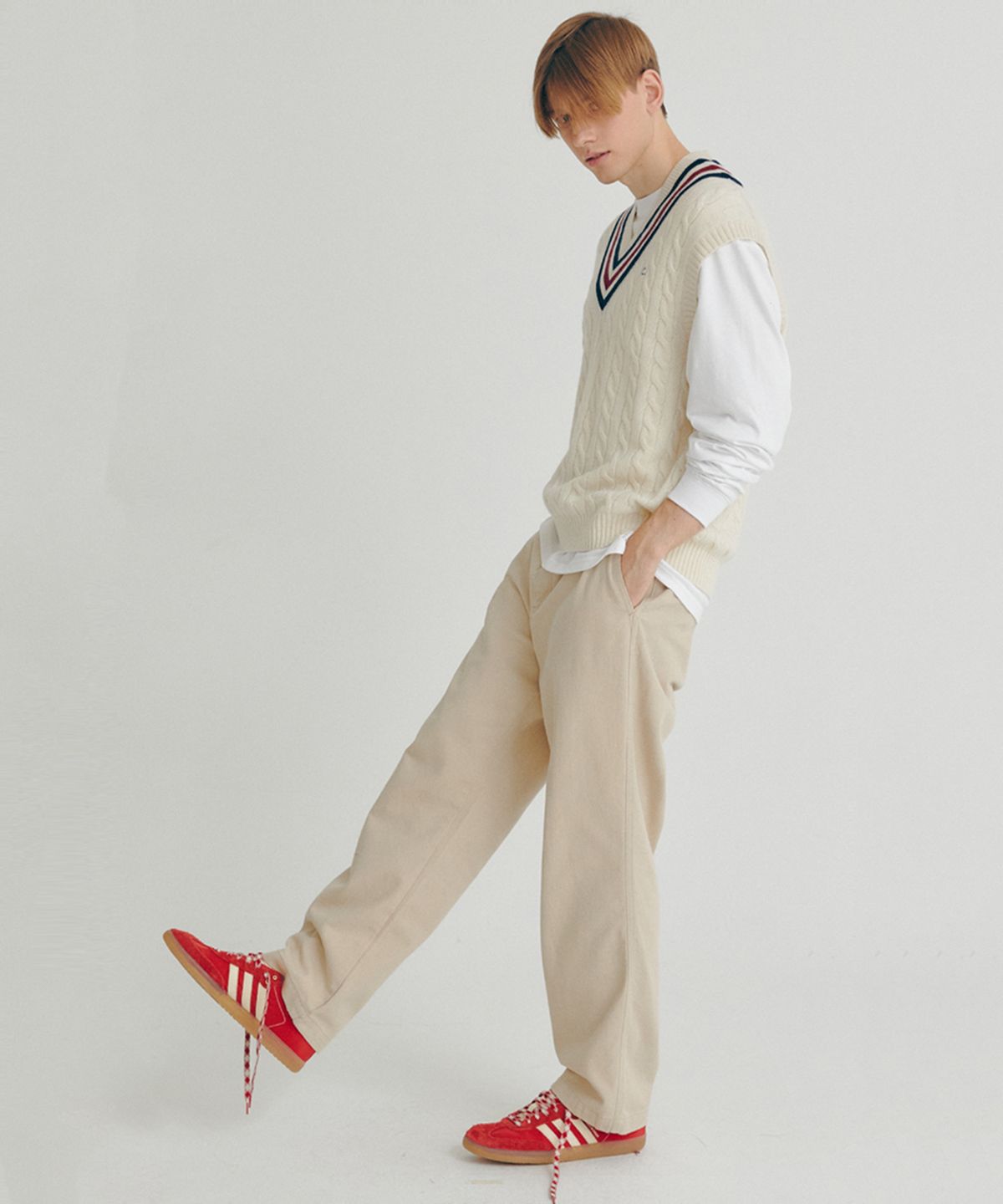 클로브(CLOVE) [22FW clove] Contrast Wool Vest (Ivory)