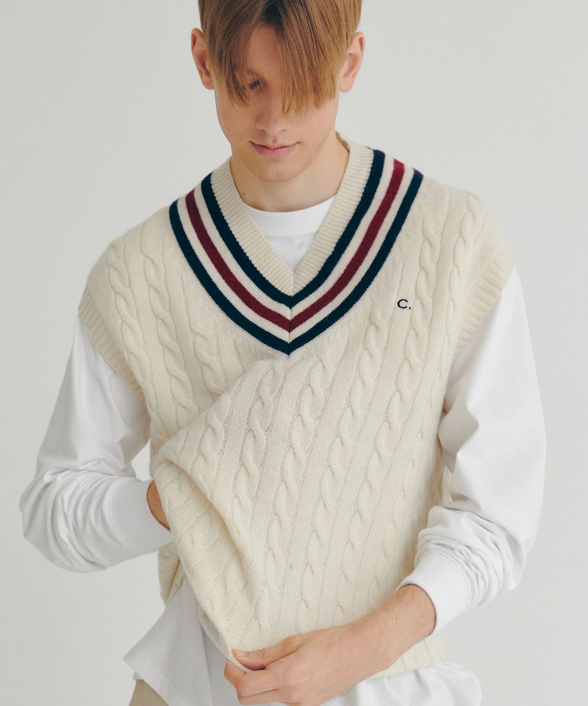 클로브(CLOVE) [22FW clove] Contrast Wool Vest (Ivory)