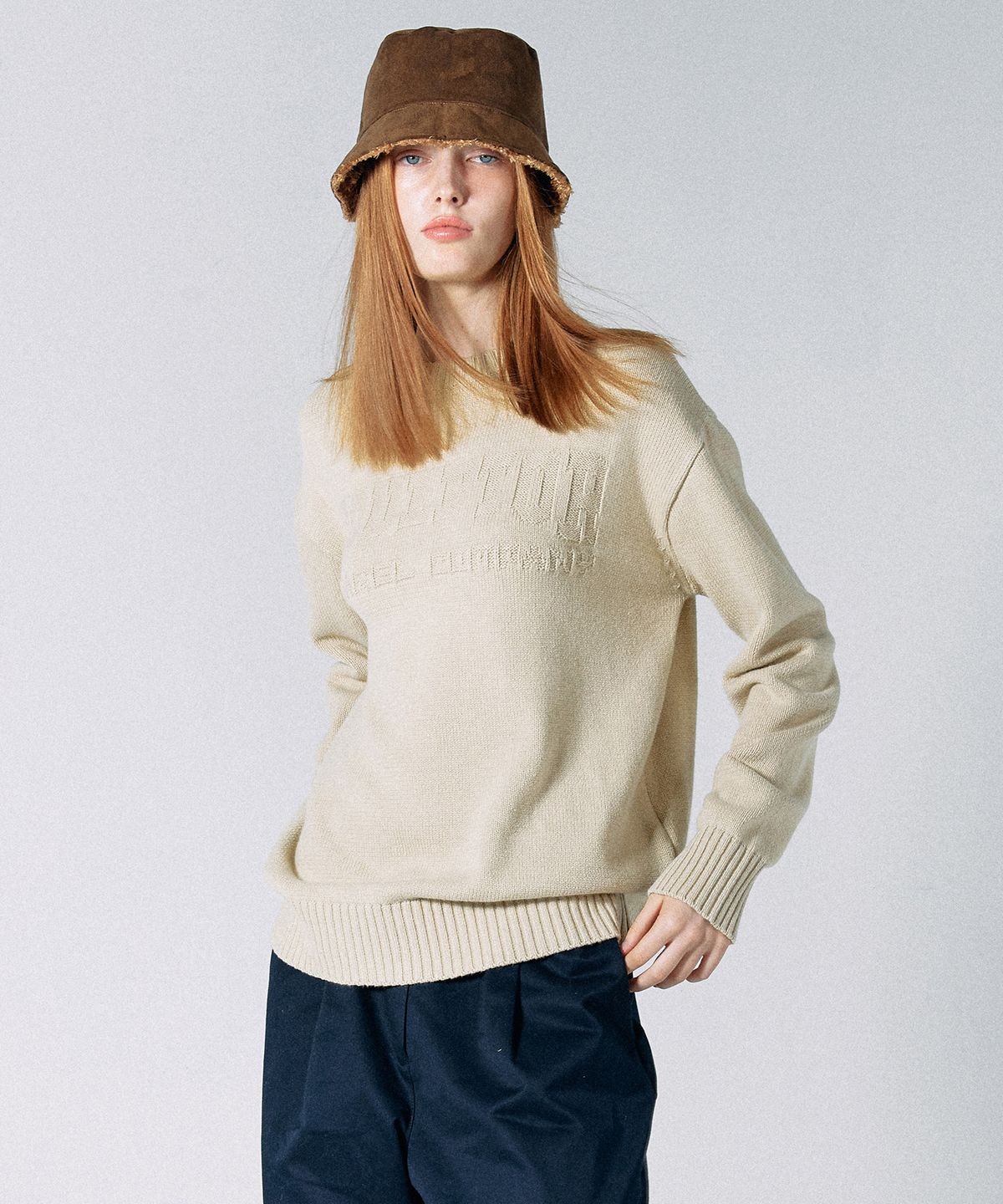 스컬프터(SCULPTOR) Varsity Crewneck Sweater Natural